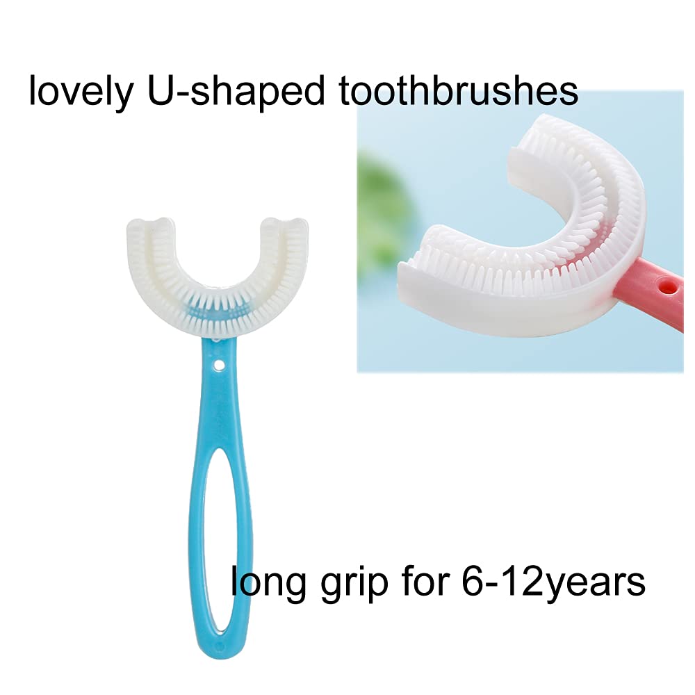 SATIS Silicone U-Shaped Kids Toothbrush for Ages 2-6 | 2-Pack Soft Bristle Training Toothbrush for Toddlers | Perfect for Teaching Oral Hygiene & Brushing Skills