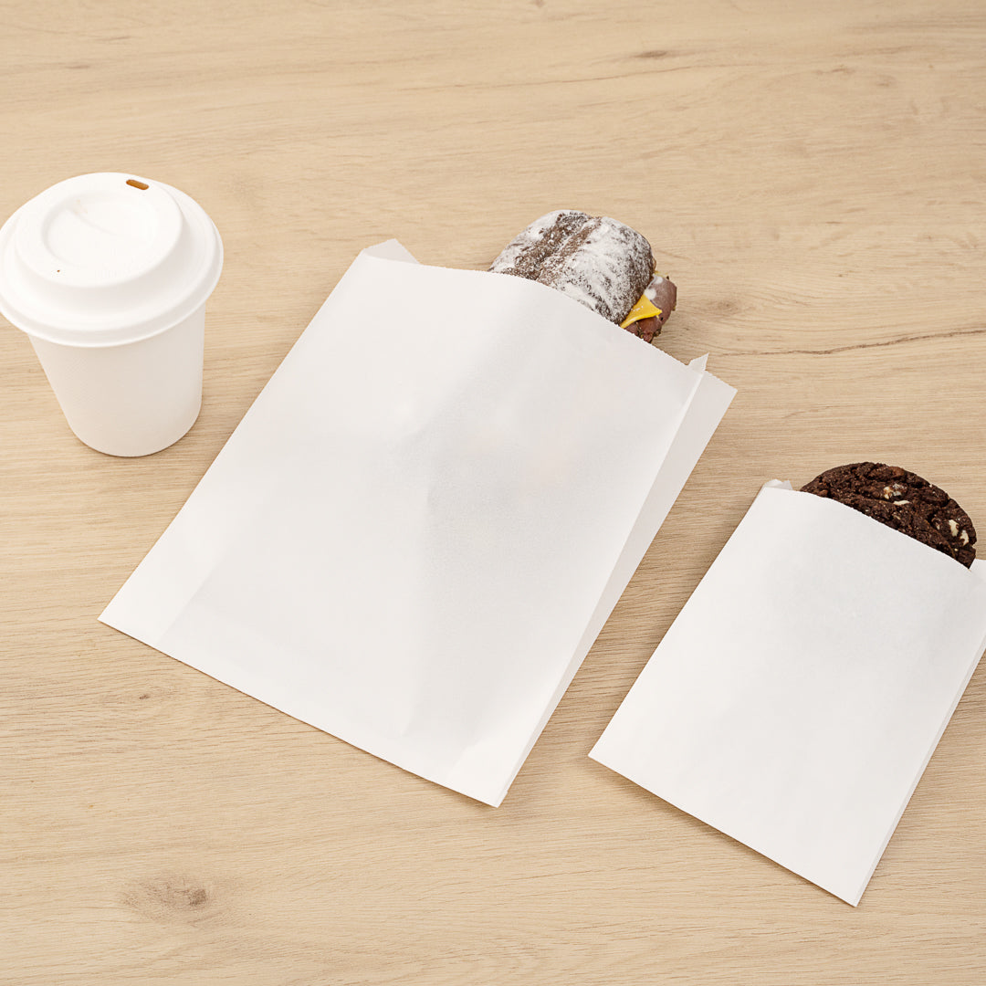 Eco-Friendly White Paper Sandwich & Snack Bags - Silicone Coated, 7