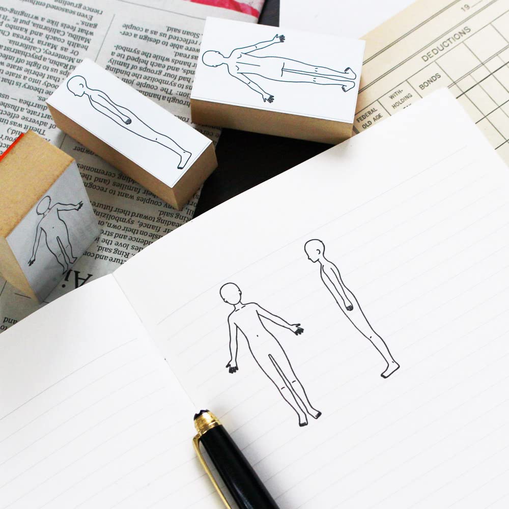 3-Piece Wood Rubber Stamps Set - Human Body Clinical Records & Health Journal for DIY Crafting, Scrapbooking, Painting, Letters & Diary | Made in Japan Tokyo | Perfect for Medical Students, Nurses & Healthcare Professionals