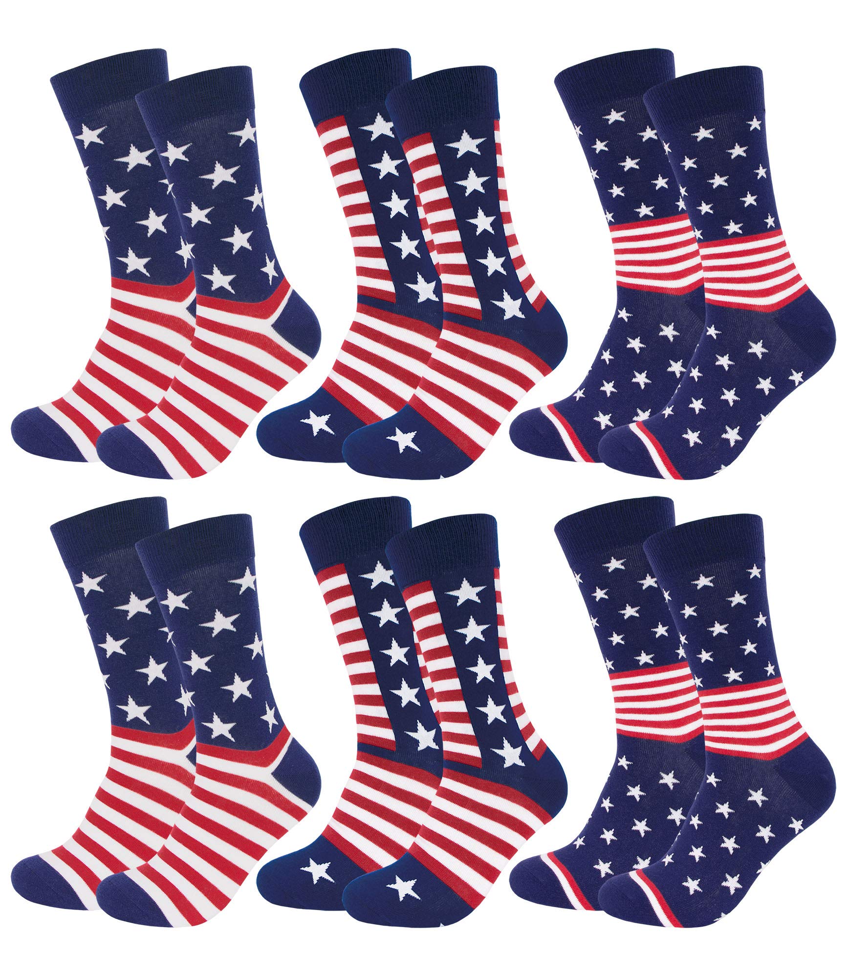 Patriotic American Flag Socks for Men - Red White & Blue Stars & Stripes Design - Comfortable Novelty Crew Socks for 4th of July, Veterans Day & Patriotic Events