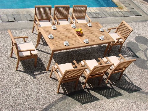 Premium 9-Piece Teak Wood Outdoor Dining Set - 83