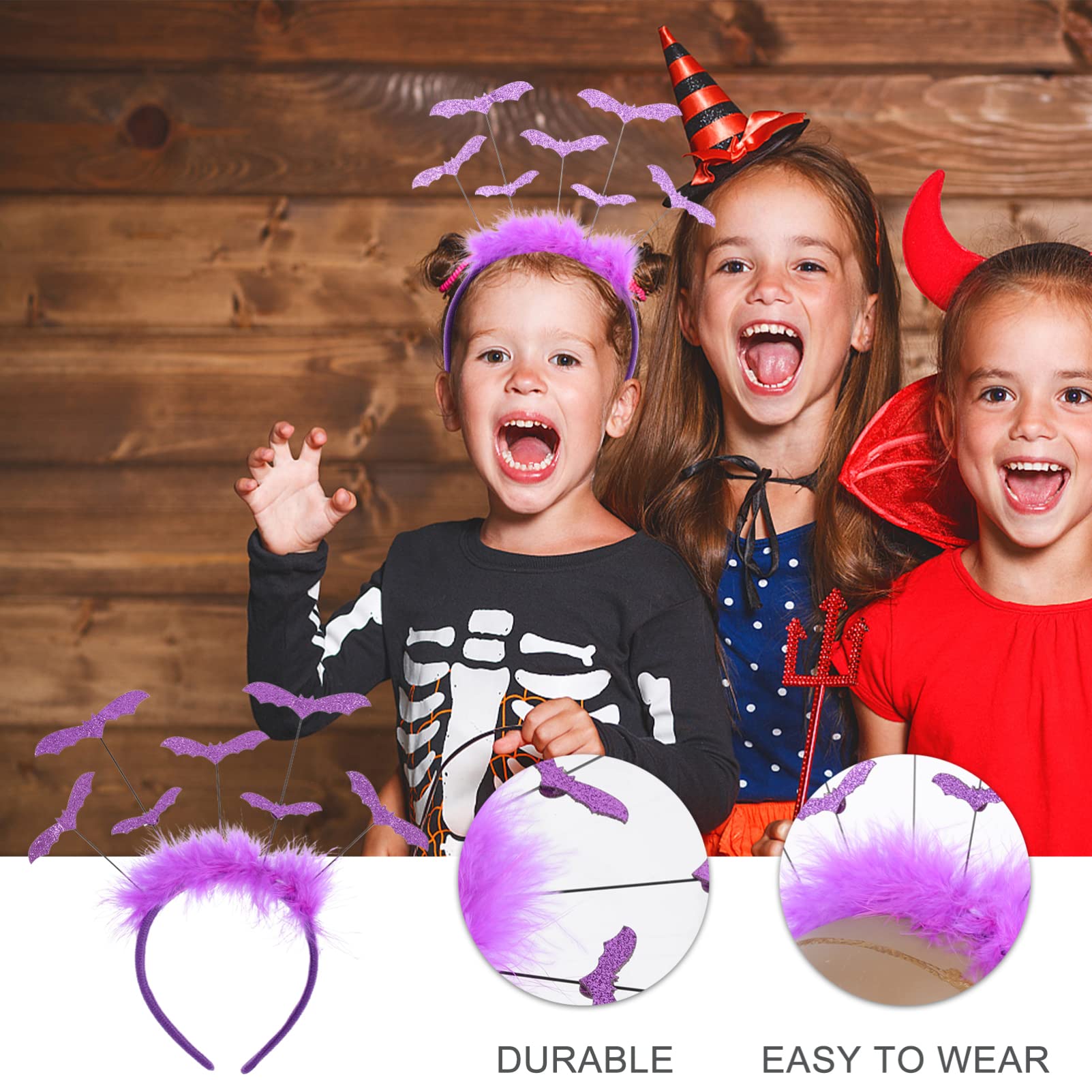 FRCOLOR Glitter Bat Headbands for Women - Halloween Party Cosplay Hair Accessories, Purple Non-Woven Bat Wing Fascinator Hairpin - Perfect for Halloween Costumes, Cosplay Events & Themed Parties