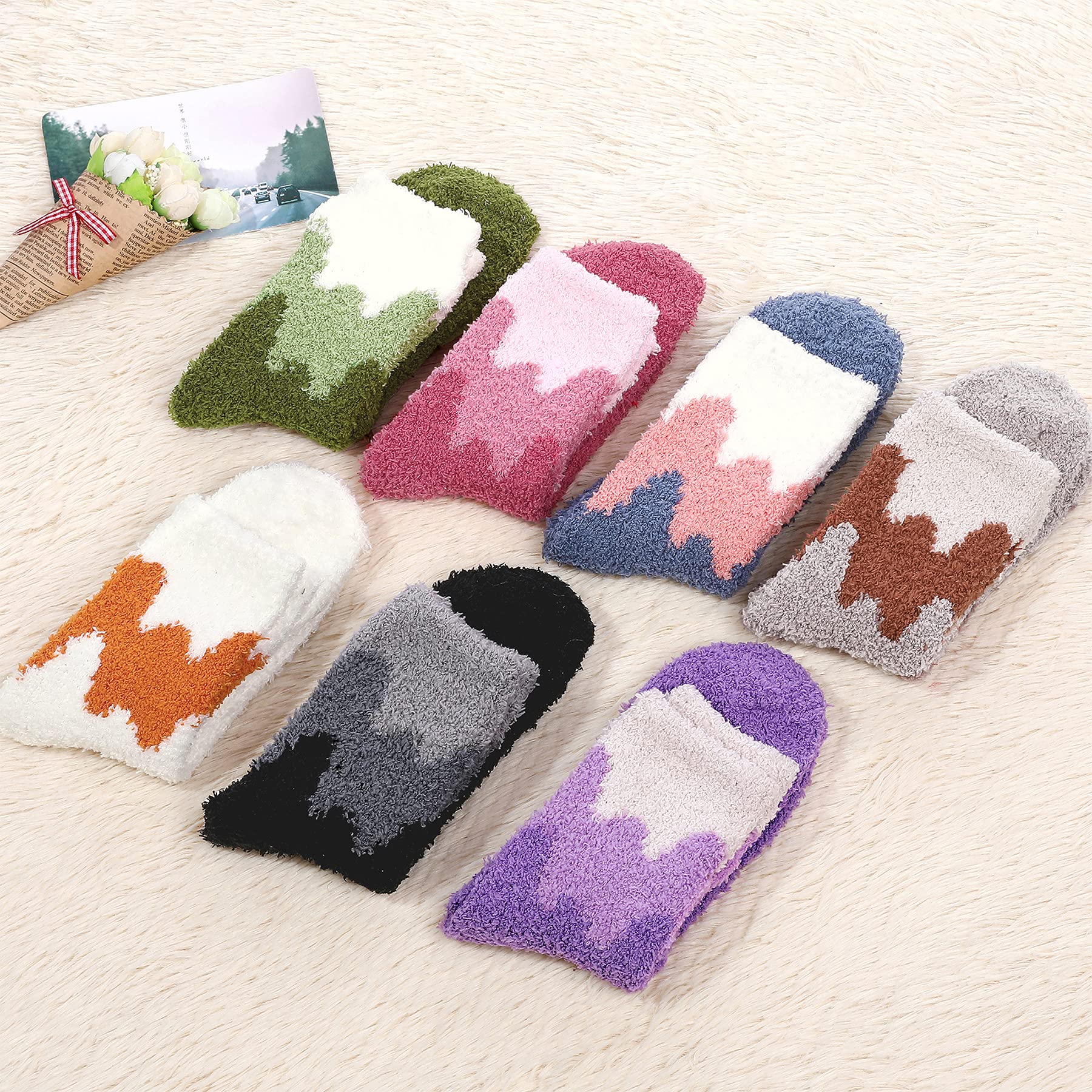 Zando Women's Soft Fuzzy Socks - Thick Warm Winter Slipper Socks, Cozy Fluffy Non-Slip House Socks for Sleeping, Lounge & Home Comfort - Perfect for Cold Nights, Relaxing & Gift Giving