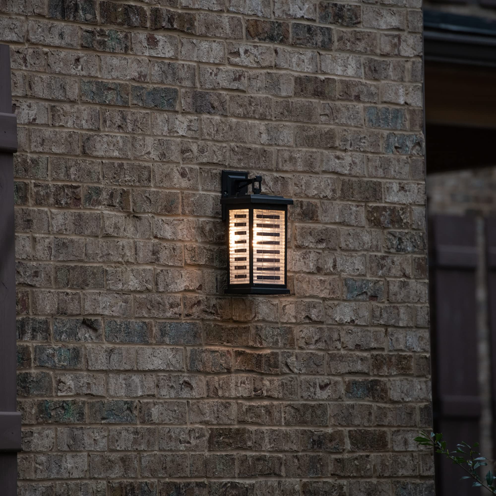 Gama Sonic Farmhouse Outdoor Solar Wall Light - Black Cast Aluminum Sconce with Transparent Solar Panel, Modern Coach Lantern, Warm White LED Light (GS-130) - Perfect for Porch, Patio, Garden, and Pathway Lighting