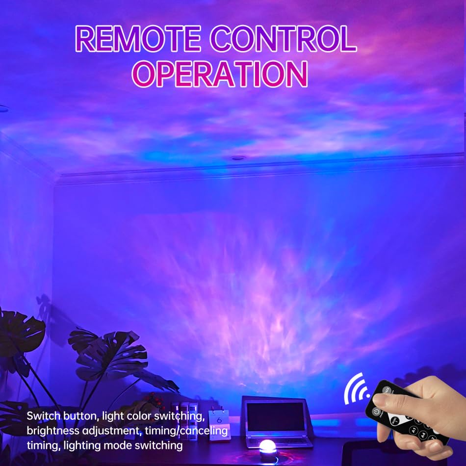 2-in-1 USB Northern Lights Aurora Projector with Remote - Galaxy Starry Night Light & Water Ripple Effect for Bedroom, Kids Room, Parties, Gifts | Create Magical Atmosphere for Relaxation, Sleep Aid, and Home Decor