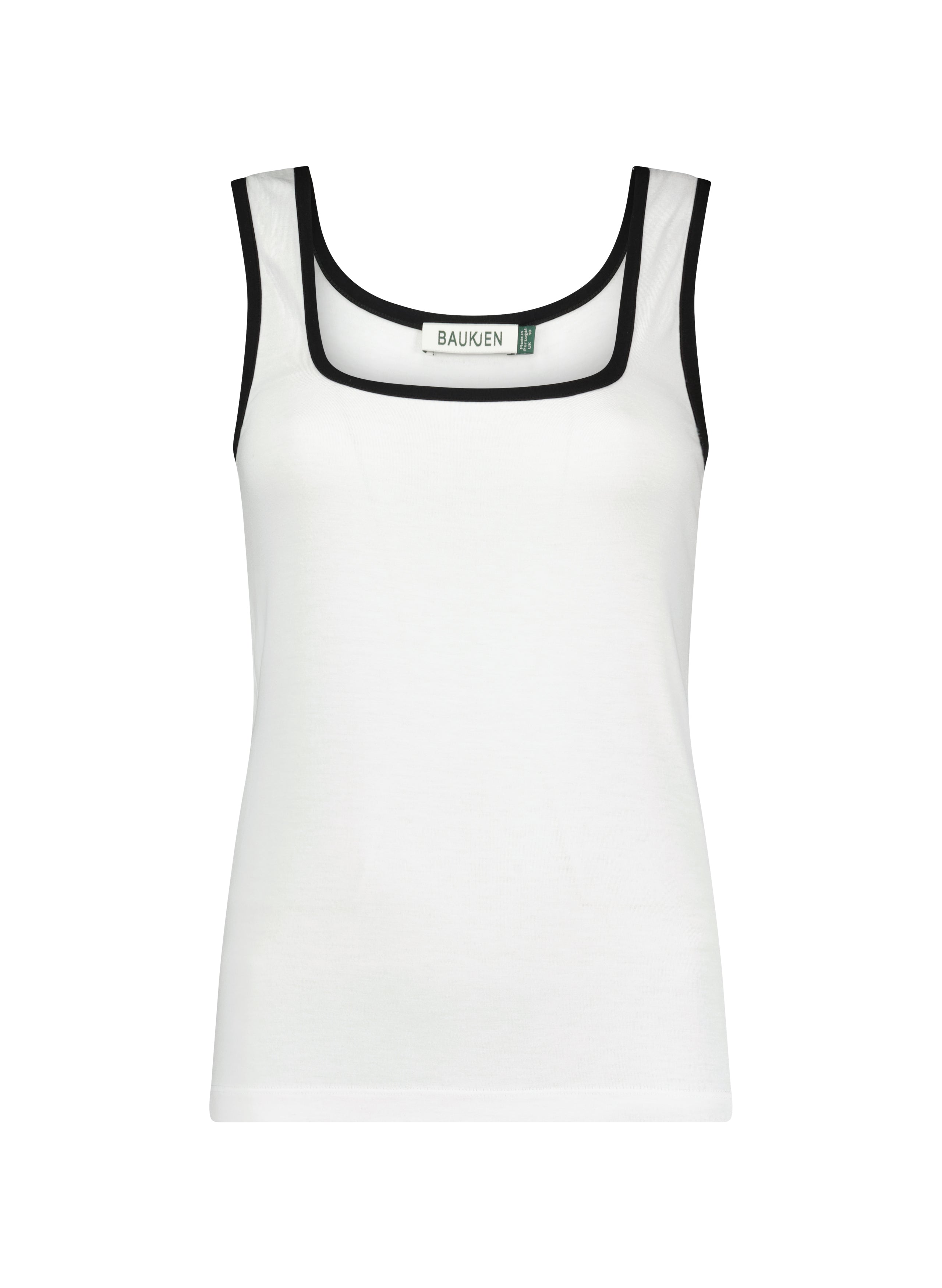 Ellie LENZING™ ECOVERO™ Square Neck Vest for Women - Breathable White & Black Sleeveless Top | Perfect for Summer, Office Wear & Casual Outfits