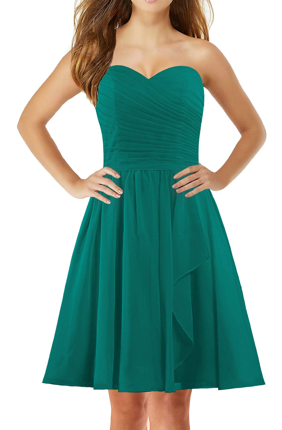 ANTS Women's Sweetheart Short Bridesmaid Dress - Flowy Chiffon Wedding Party Gown for Bridesmaids, Maid of Honor & Formal Events | Perfect for Weddings, Prom, Cocktail Parties & Special Occasions