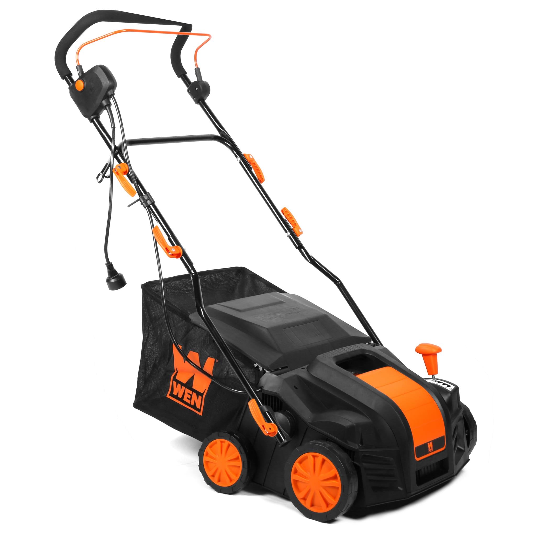 WEN DT1516 16-Inch 15 Amp 2-in-1 Electric Dethatcher & Scarifier with Collection Bag - Perfect for Lawn Aeration and Thatch Removal in Residential Yards