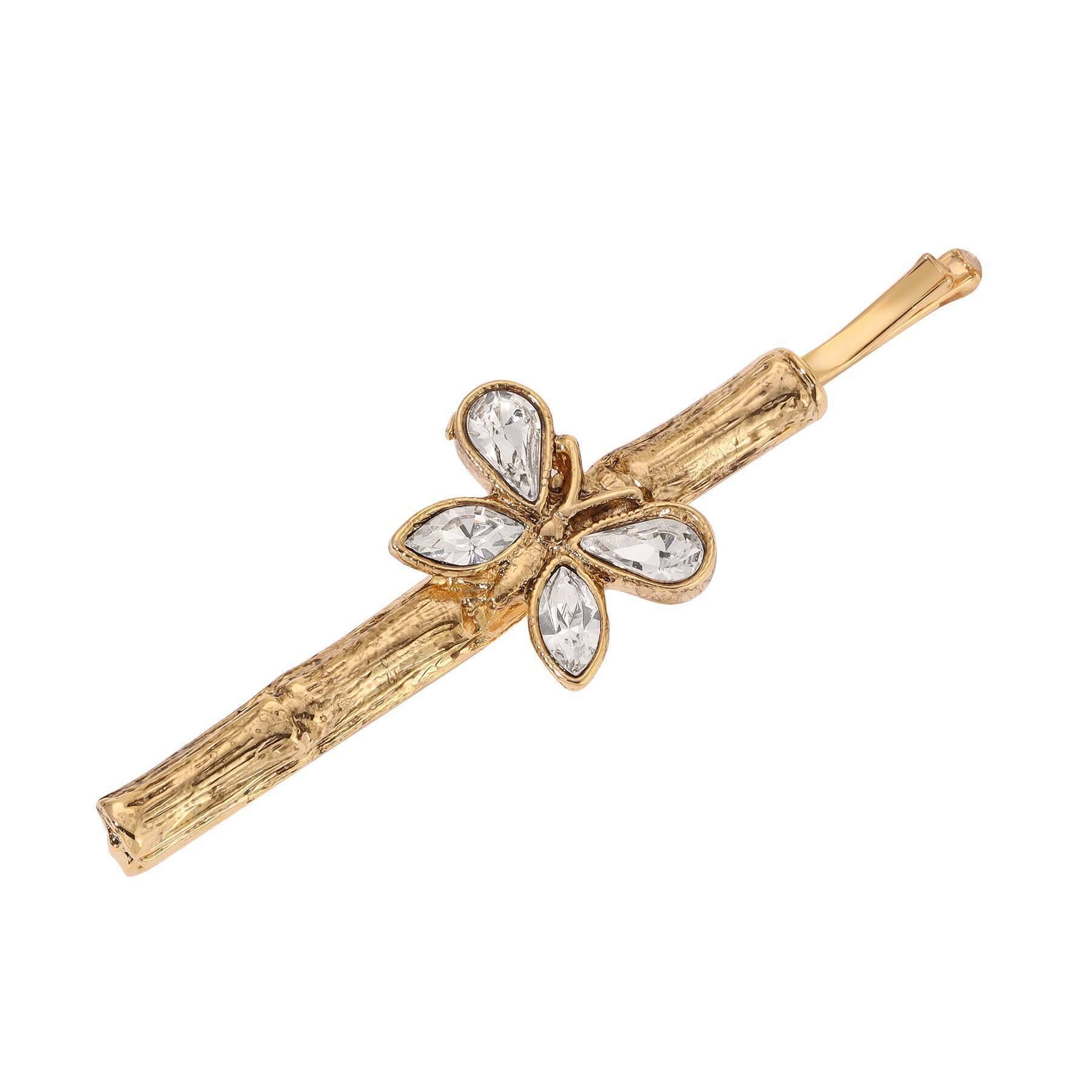 1928 Vintage Crystal Butterfly Bobby Pin Hair Clip - Elegant Hair Accessory for Women, Bridal, Prom & Special Occasions