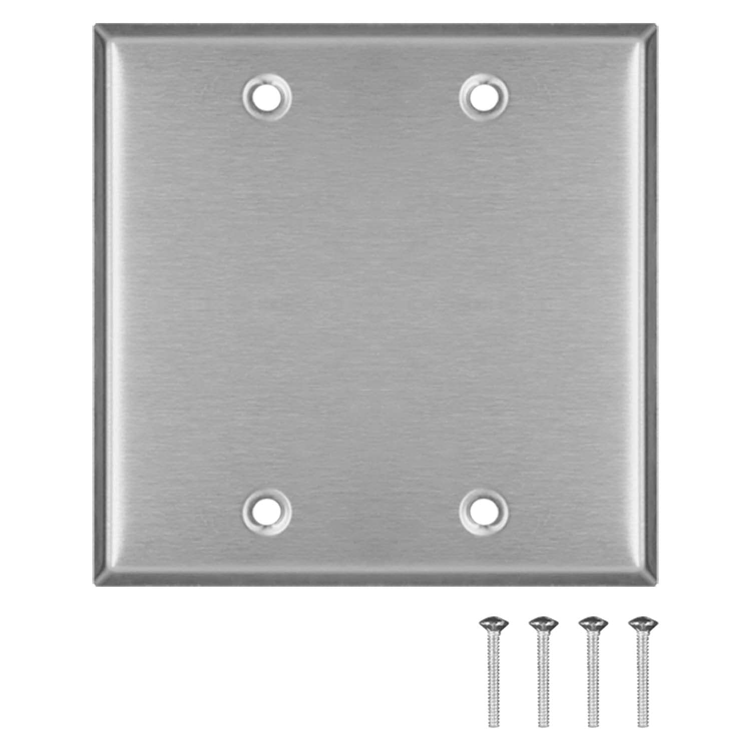 (2-Pack) Airmont AP-10412 Stainless Steel Blank Wall Plates - 2 Gang Standard Size 4.50