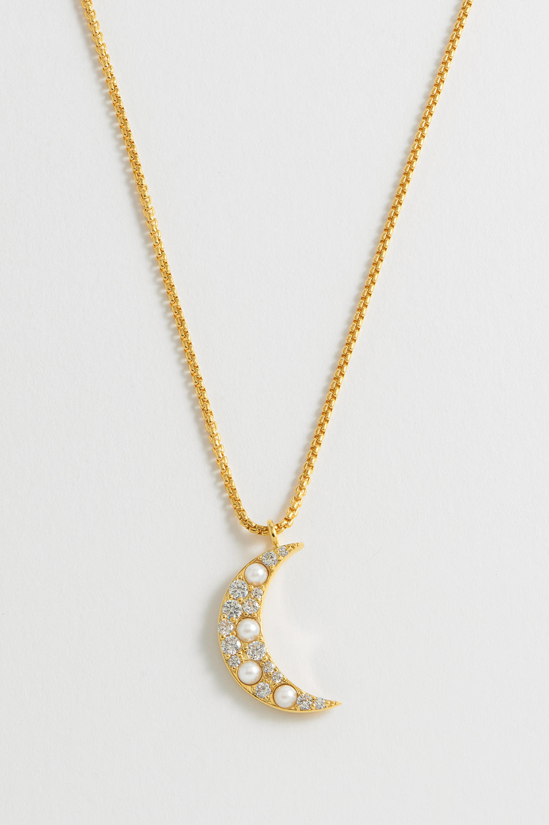 Elegant Pearl & CZ Moon Pendant Necklace - Perfect for Women's Jewelry Gifts, Date Nights & Special Occasions