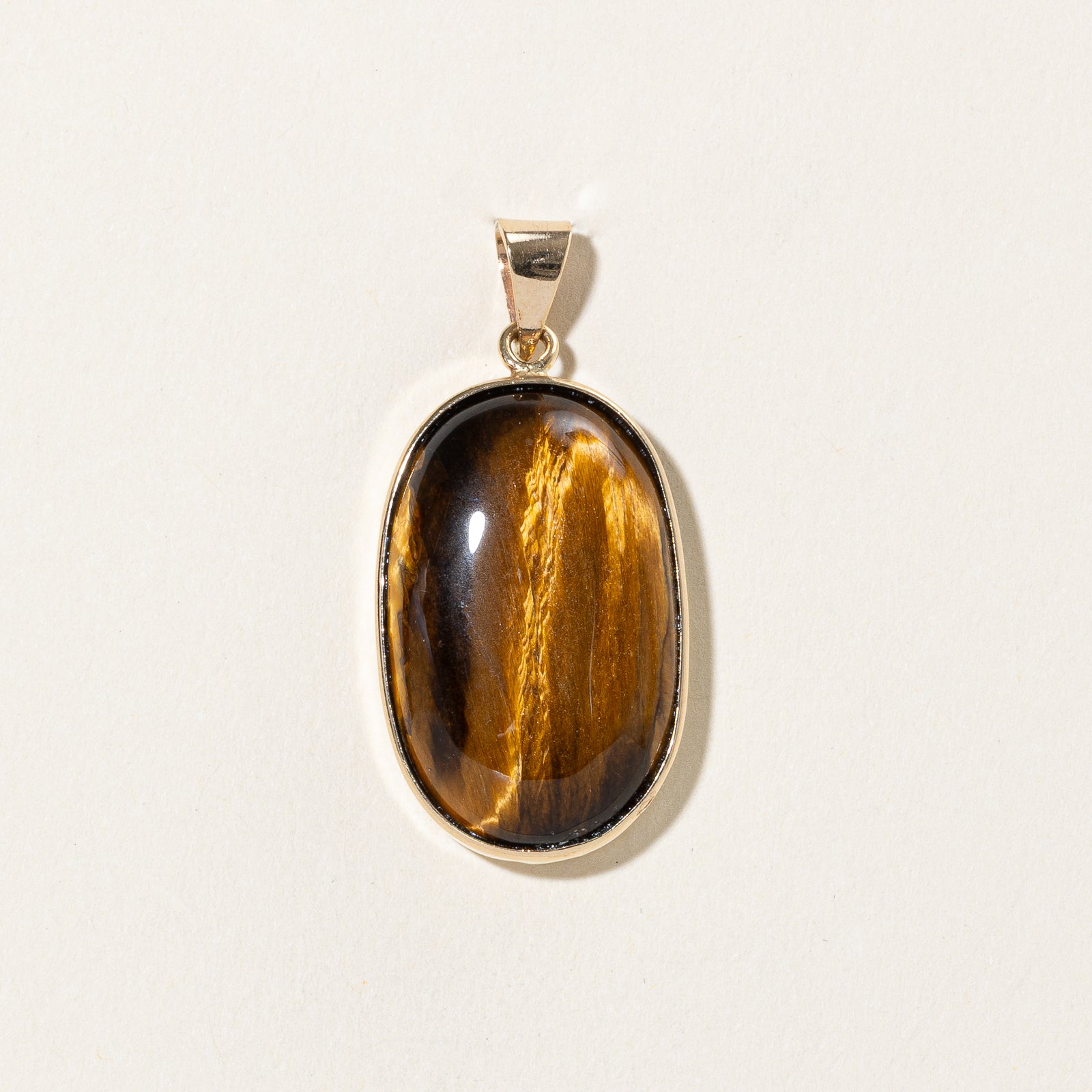 34.00ct Bezel Set Oval Tiger's Eye Cabochon Pendant - Natural Gemstone Jewelry for Women | Perfect for Meditation, Spiritual Healing & Boho Fashion Accessories
