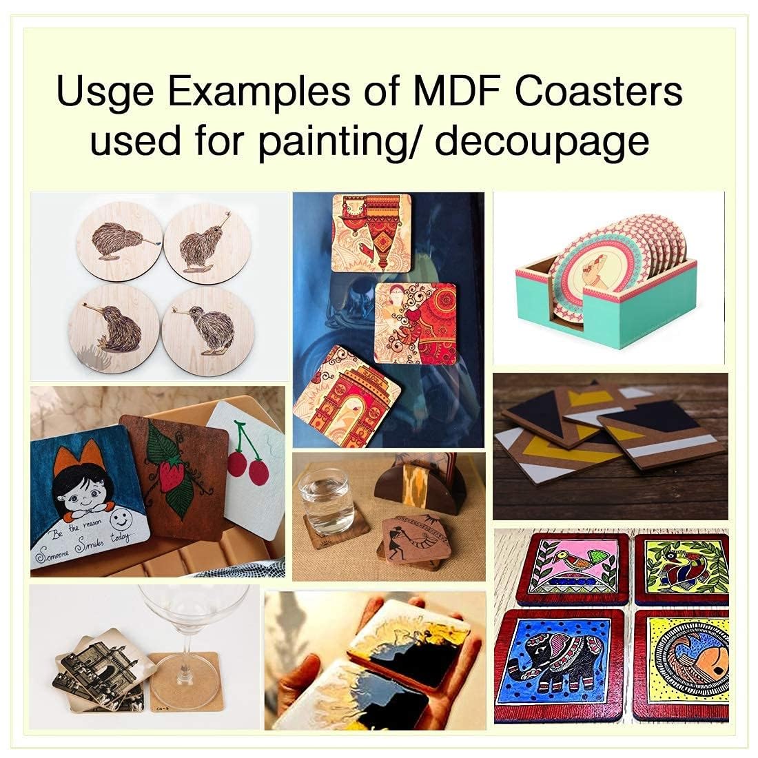 6-Pack Round Wooden Coasters Set for Tea, Coffee, Mugs & Beer - Plain Tabletop Drink Holders | Perfect for Home, Office, Bar & Indian Handicraft Decor