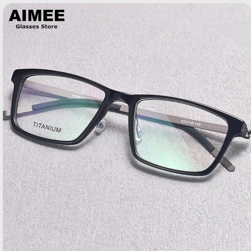Stylish Aimee Unisex Full Rim Square Titanium Acetate Eyeglasses Frame 1228 - Perfect for Work, Reading & Everyday Fashion