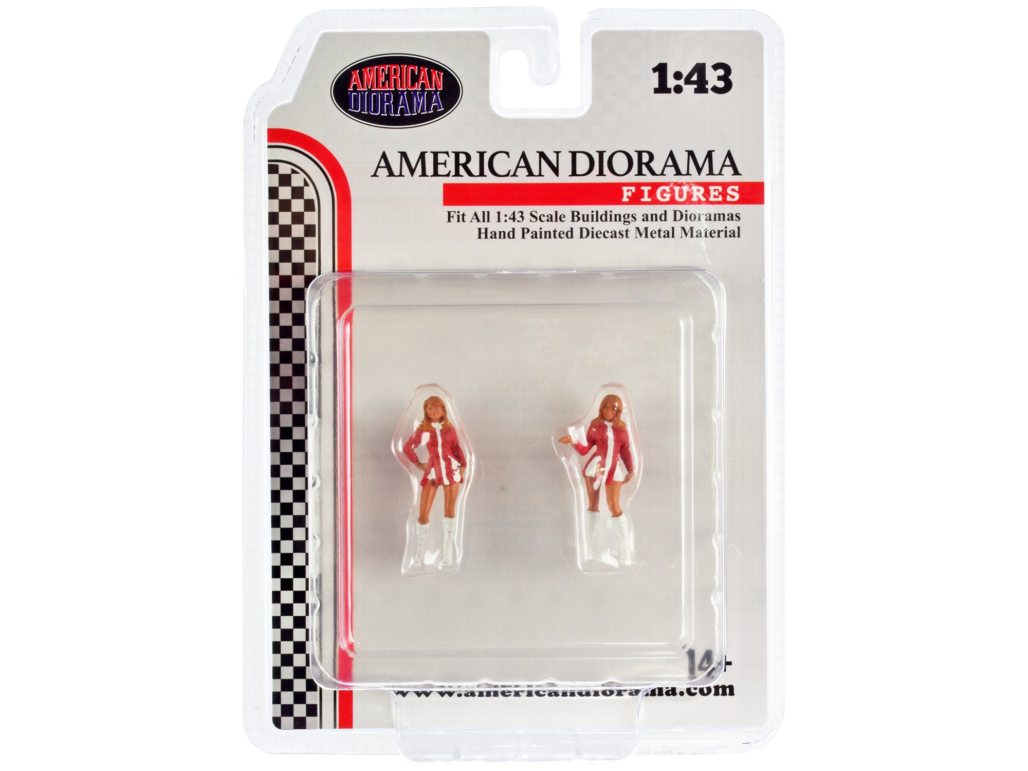 1/43 Scale Race Day Two Diecast Figures Set - 6 Pack for Model Cars & Dioramas by American Diorama - Perfect for Collectors, Racing Enthusiasts & Miniature Scenes