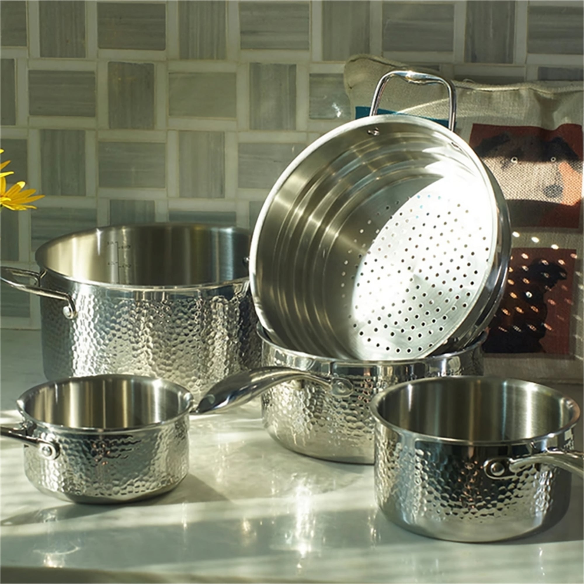 Premium 10-Piece Tri-Ply Clad Stainless Steel Cookware Set - Pots & Pans with Lids - Induction Compatible for Professional & Home Cooking - Perfect for Sautéing, Boiling & Frying