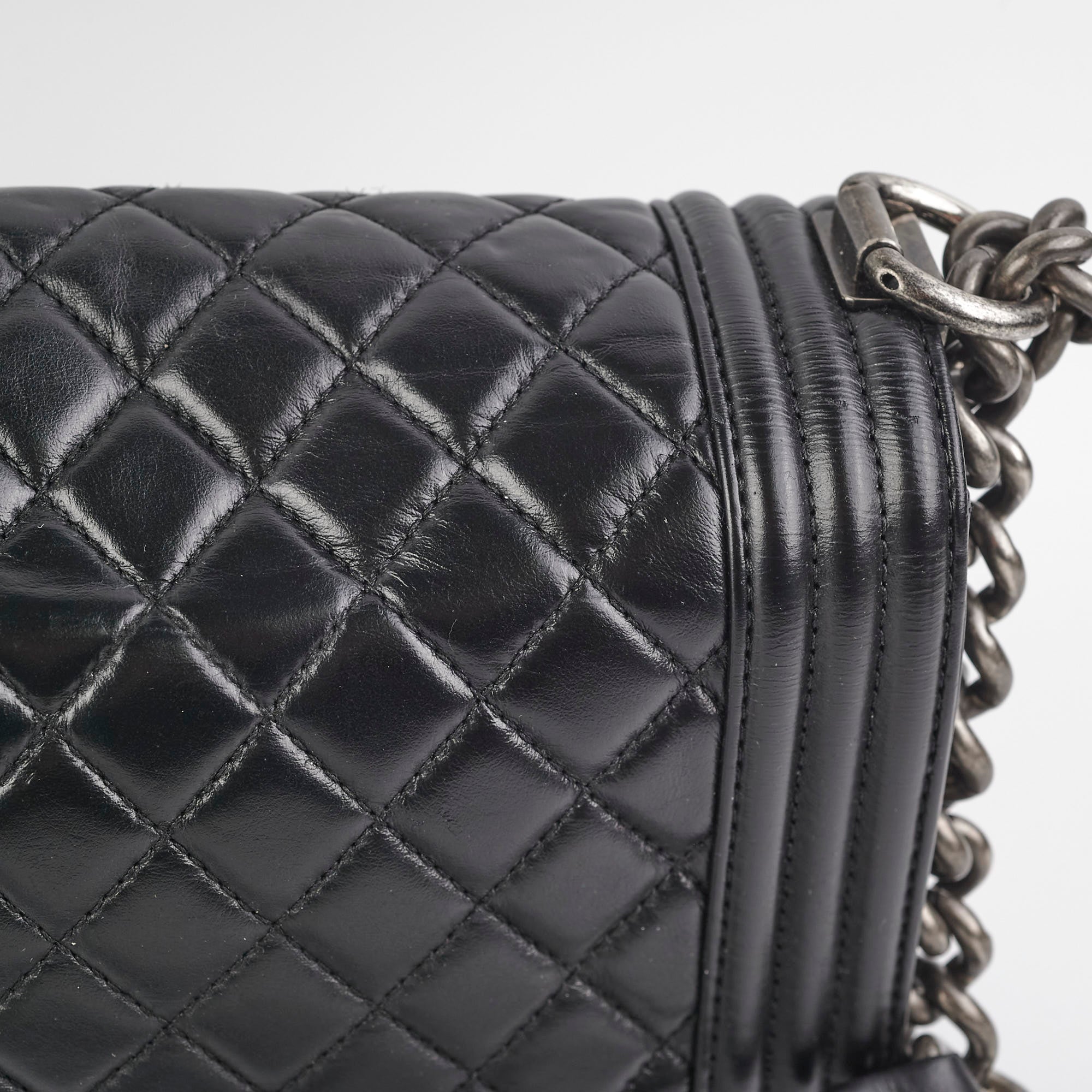 Chanel Quilted Old Medium Boy Bag in Black - Luxury Crossbody Handbag for Women, Perfect for Date Night & Evening Events