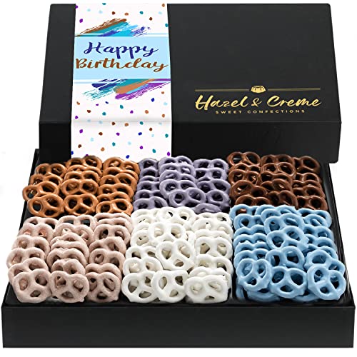Happy Birthday Food Gifts - Gourmet Yogurt Pretzels Gift Box with 6 Flavors (Extra Large) - Perfect for Birthday Gift Baskets, Corporate Gifts & Holiday Treats