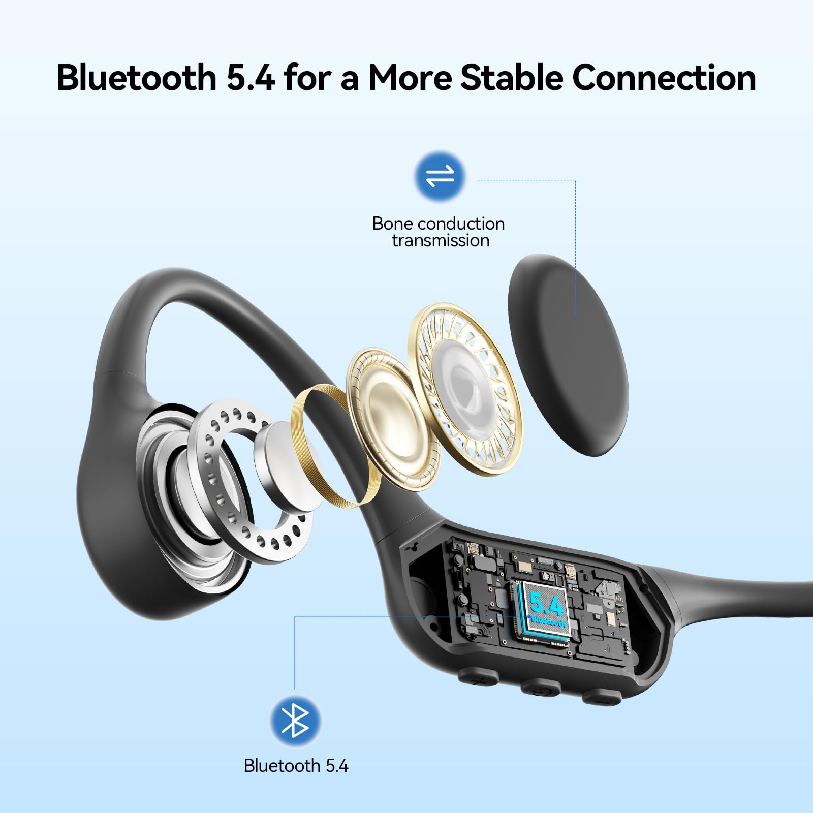 NANK Runner4 Bone Conduction Headphones - IP68 Waterproof Wireless Bluetooth 5.4 Open-Ear Headset with 16GB MP3 Player & Hard Case - Perfect for Running, Swimming, Gym Workouts & Outdoor Sports Activities