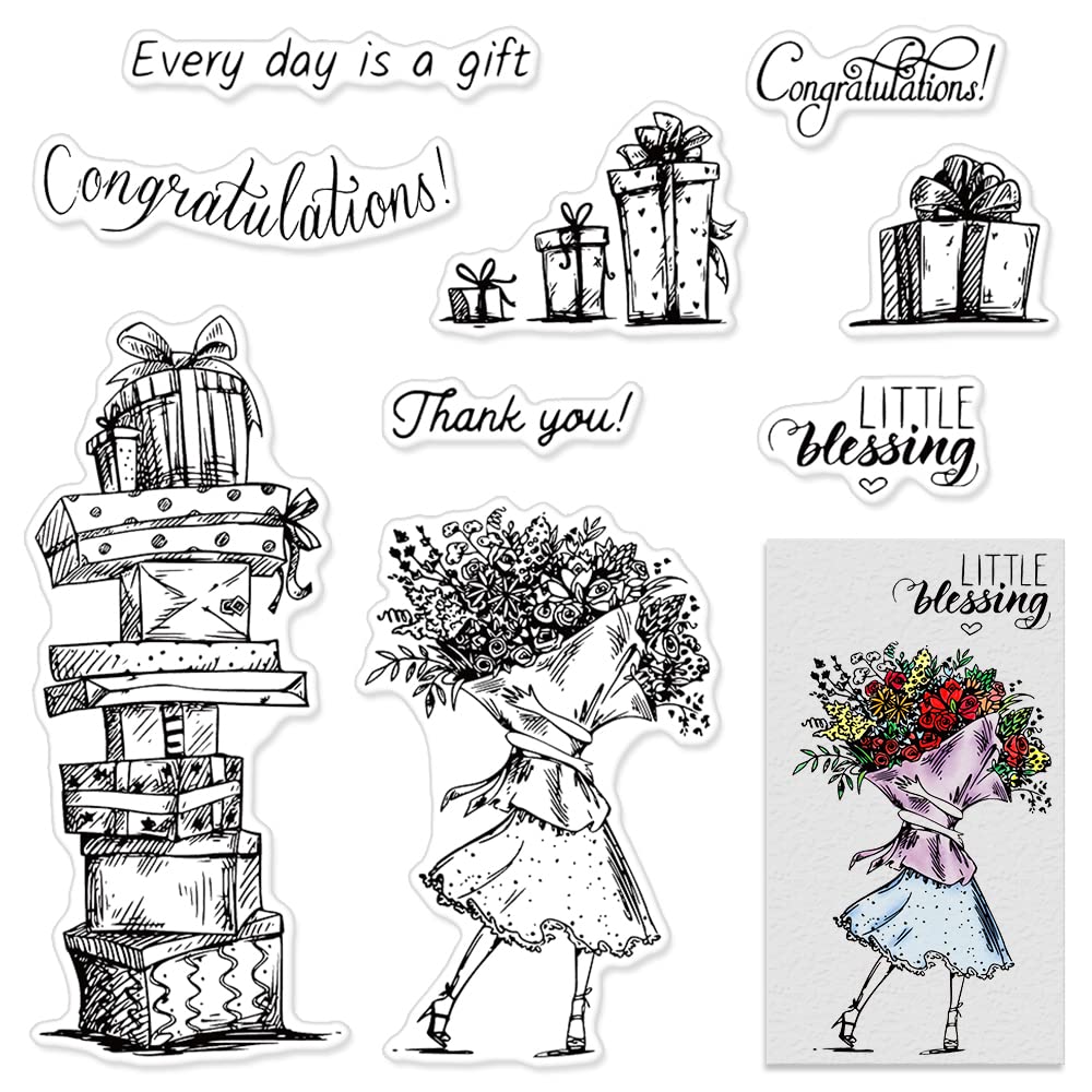 Valentine's Day Clear Rubber Stamps Set - Floral Design DIY Scrapbooking & Card Making Supplies for Paper Crafts, Photo Albums, Gift Wrapping - Perfect for Handmade Greeting Cards, Wedding Invitations, and Memory Books