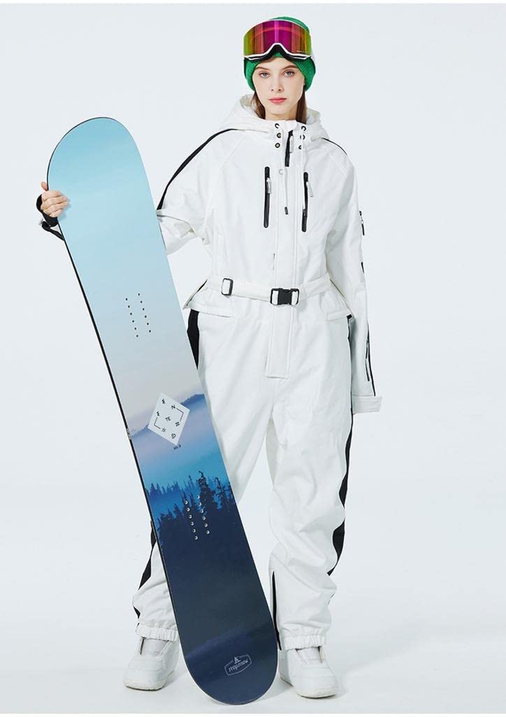 ALSOGO Women's Waterproof Insulated Ski Suit - Winter Snowsuit Jumpsuit with Detachable Belt for Skiing, Snowboarding & Outdoor Activities | Warm Snowwear for Cold Weather Adventures