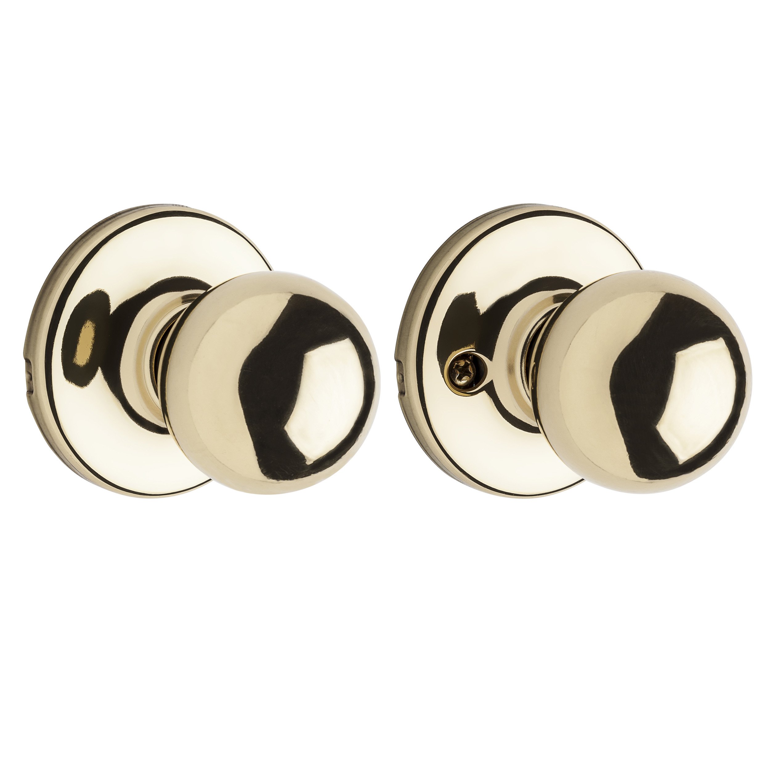 Kwikset Polo Hall/Closet Door Knob in Polished Brass - Vintage Style Door Handle for Bedroom, Closet & Interior Doors