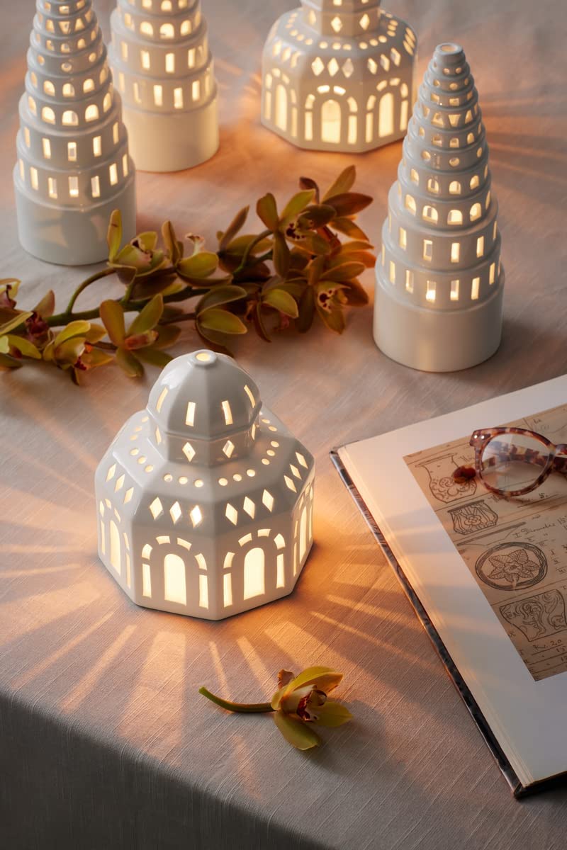 Ceramic Tea Light Candle Holder - White, 8 x 14.5 cm - Elegant Home Decor for Weddings, Parties & Relaxing Ambiance