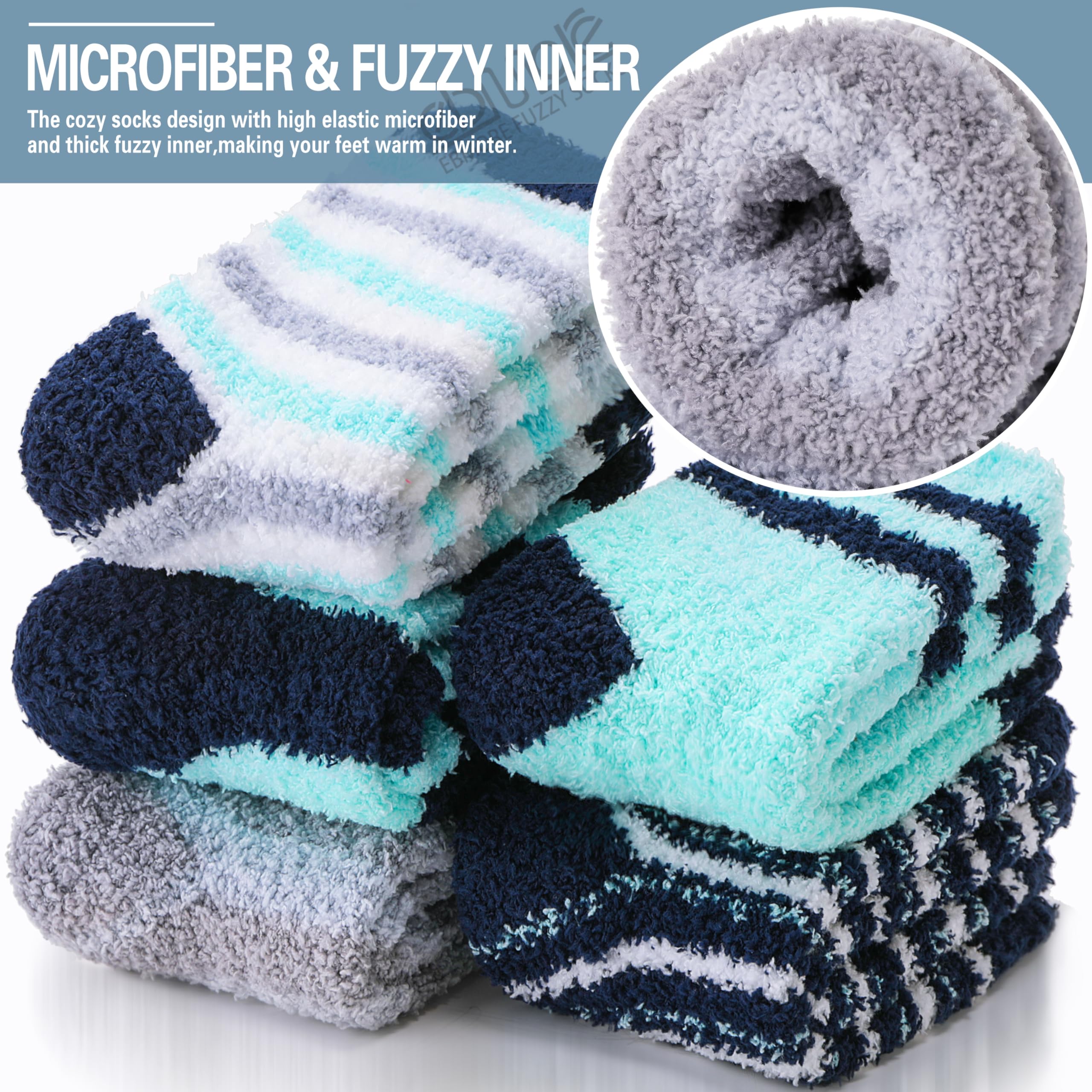 EBMORE Fuzzy Socks - Warm Winter Slippers for Men & Women | Ultra Soft Fluffy Cabin Socks for Sleeping, Lounging & Home Comfort | Cozy Non-Slip House Socks for Cold Weather
