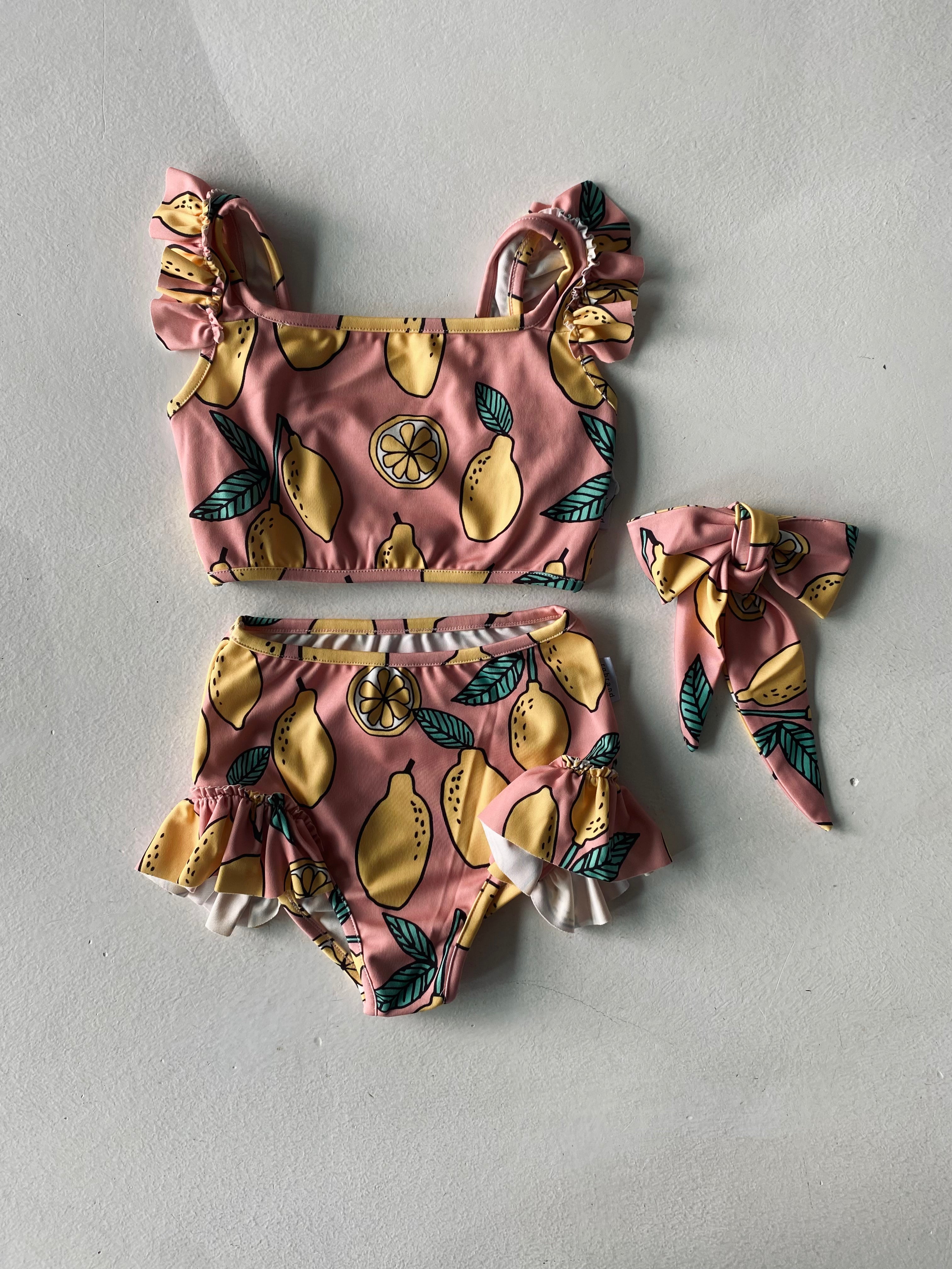 Girl's Ruffle Tank Top, Shorts & Hair Clip Set - Cute Summer Outfit for Playdates, Beach & Birthday Parties