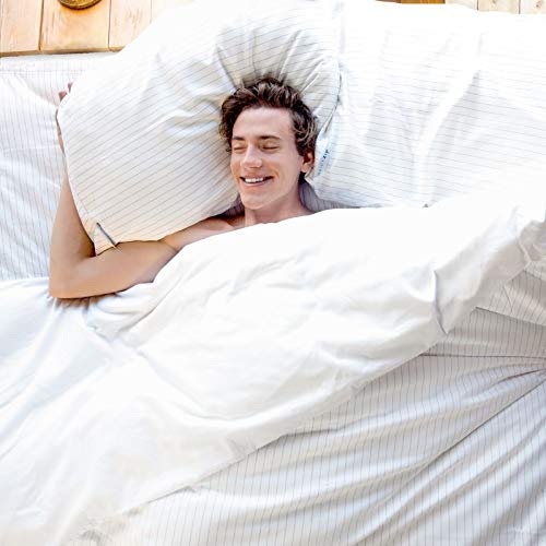 QuickZip Queen Size Sheet Set - 1 Fitted Base & 2 Zip-On Sheets - 400 TC Soft Percale Cotton - 16