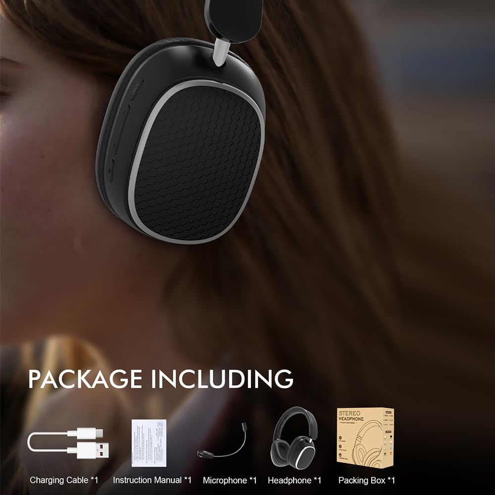 AYI Premium Active Noise Cancelling Bluetooth Headphones - Over Ear Wireless Headset with Detachable Mic, HiFi Stereo Sound, 40H Playtime for Gaming, Work, Travel - Compatible with iPhone, Android, TV, Laptop (Black) - Perfect for Office, Commuting & Home Entertainment