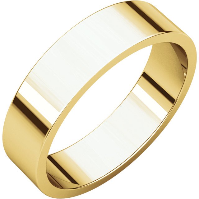 14K Gold 5mm Flat Wedding Band for Women - Elegant & Durable Ring for Bridal, Anniversary, or Everyday Wear