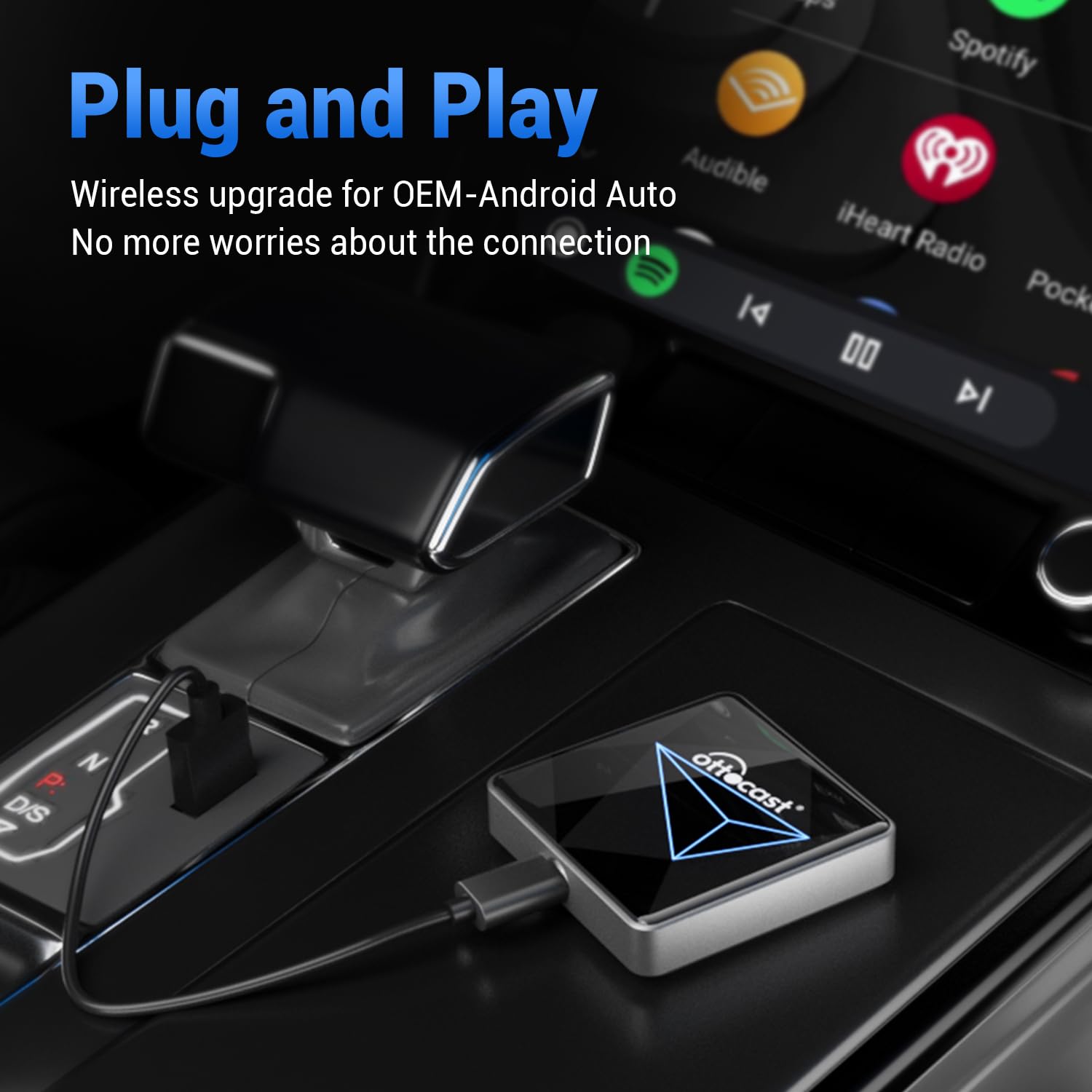 OTTOCAST A2Air Pro Wireless Android Auto Car Adapter - Convert Wired to Wireless, Plug & Play USB for Android Auto - Enjoy Hands-Free Navigation & Music Streaming on Your Drive