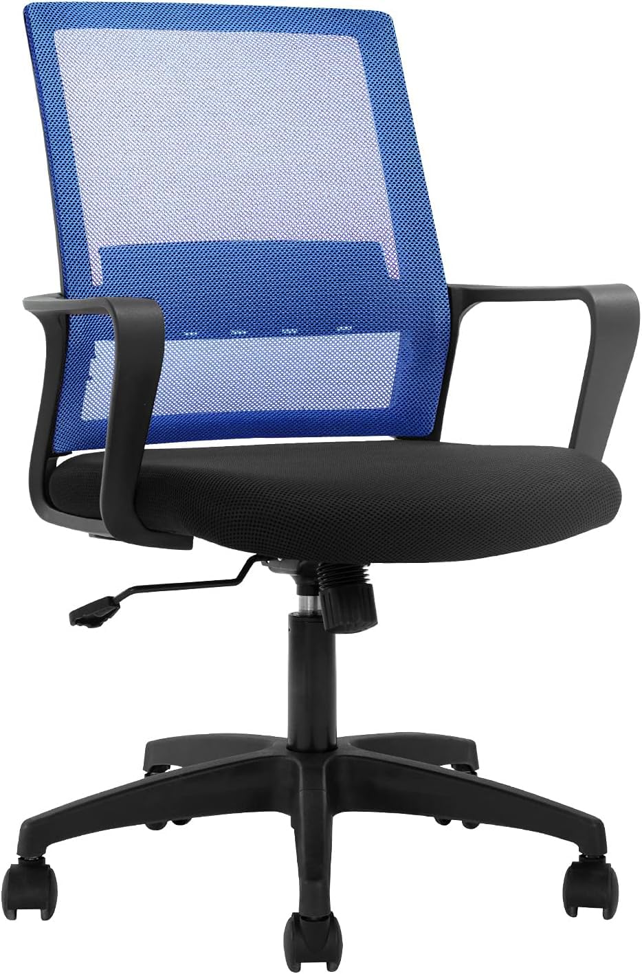 Ergonomic Office Chair with Lumbar Support - Adjustable Mesh Computer Desk Chair, Mid-Back Swivel Task Chair with Wheels & Armrests for Home Office, Modern Executive Chair (Blue) - Perfect for Long Work Hours, Gaming & Remote Work