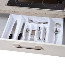 Expandable Cutlery Tray Organizer - White | Kitchen Utensil Storage Solution for Drawers | Perfect for Home, Office & Restaurant Organization