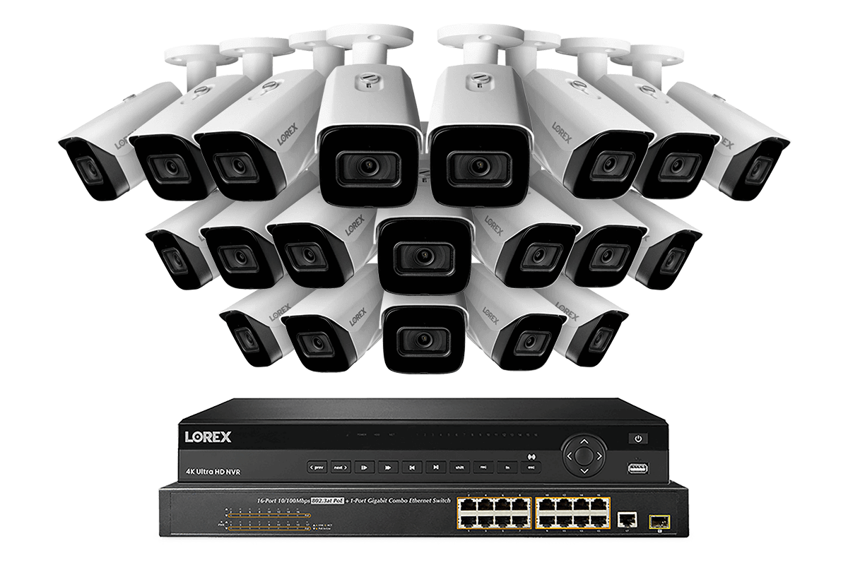 Lorex 4K 32 Channel Night Vision NVR Security System with 3 Smart IP Cameras - 30FPS Real-Time Recording & Two-Way Audio | Ideal for Home, Business & 24/7 Property Surveillance