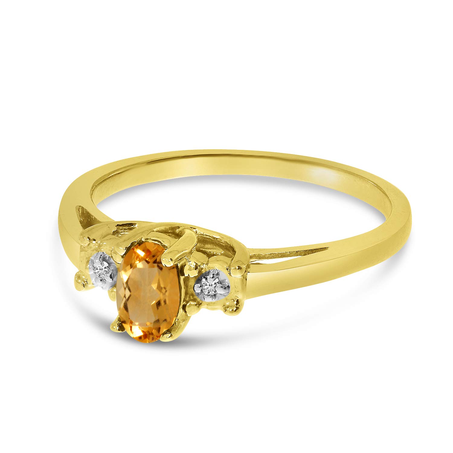 10K Yellow Gold Genuine Birthstone Solitaire Oval Gemstone & Diamond Engagement Ring for Women - Perfect Wedding, Anniversary & Proposal Jewelry Gift