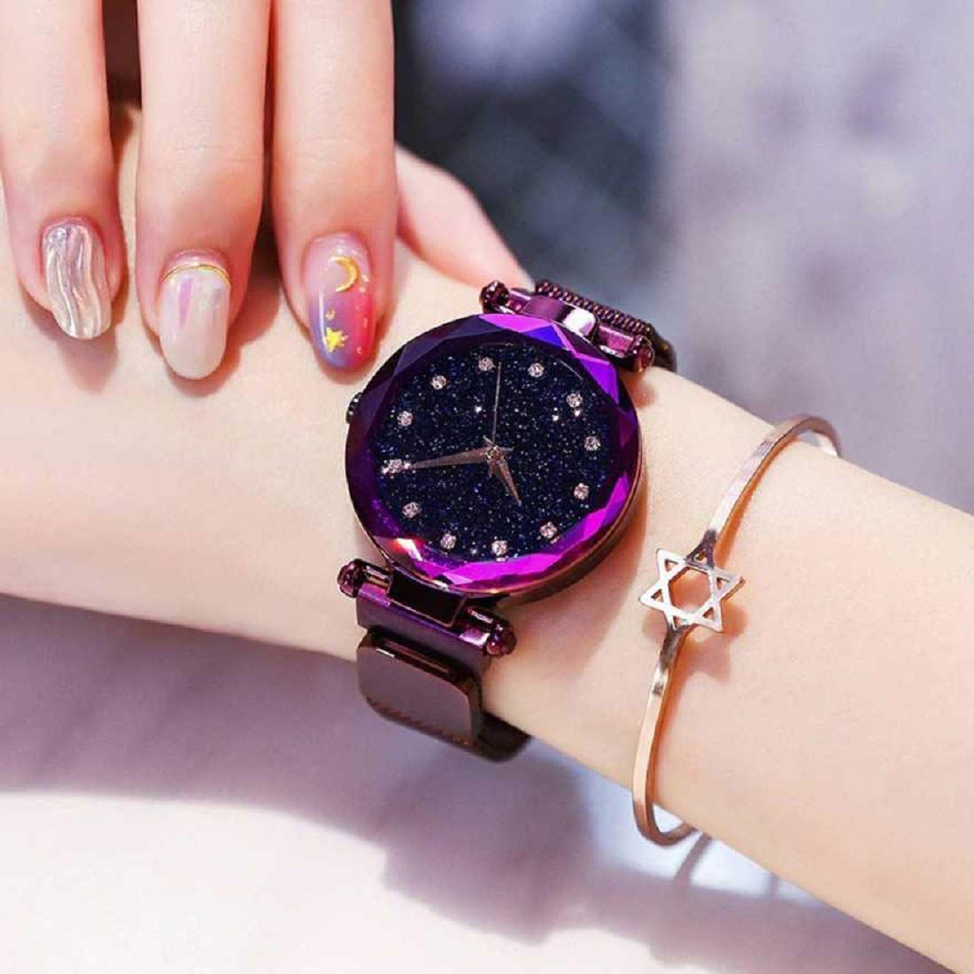 Fuerdanni Women's Luxury Mesh Magnetic Buckle Starry Sky Quartz Watch - Elegant Dress Watch for Women - Perfect for Office, Party & Special Occasions
