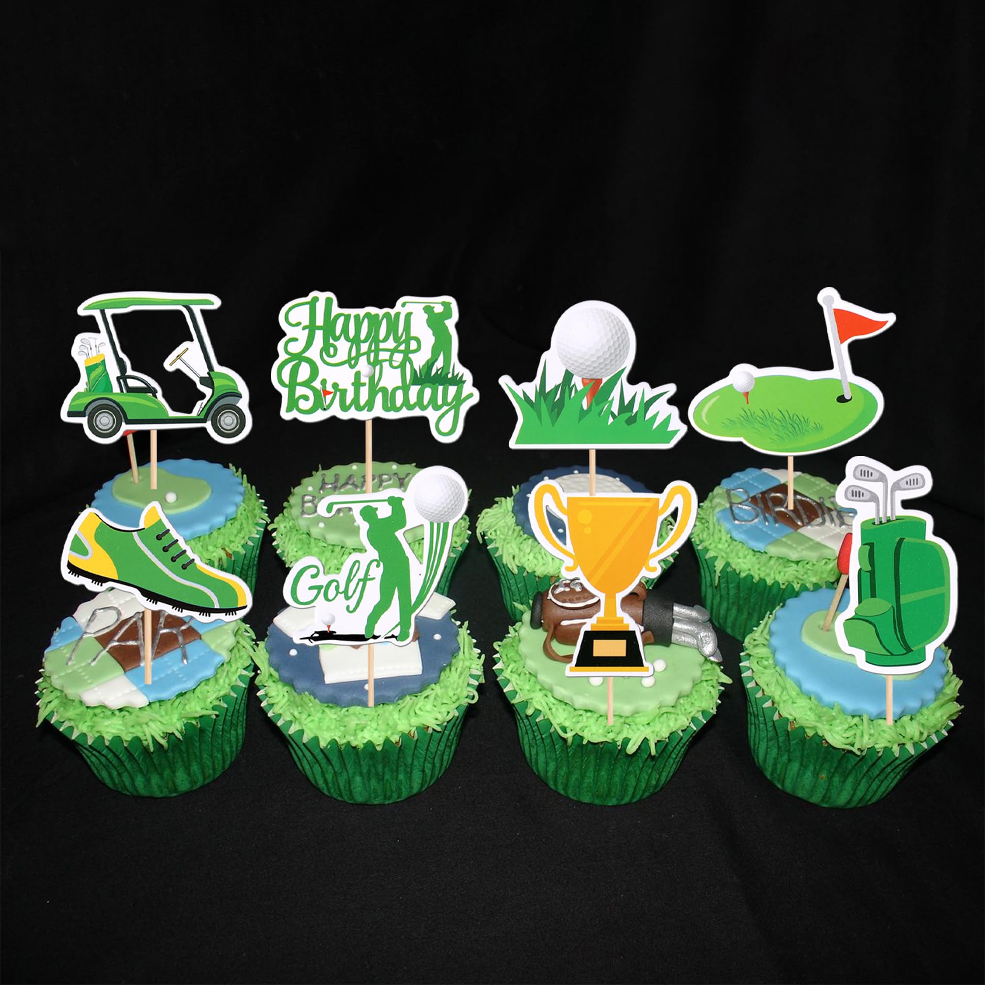 32 PCS Golf Theme Cupcake Toppers - Trophy, Golf Shoes, Bag & Ball Carts Decorations for Golf Party, Baby Shower, Kids Birthday - Perfect for Sports Themed Cake Decorating Supplies