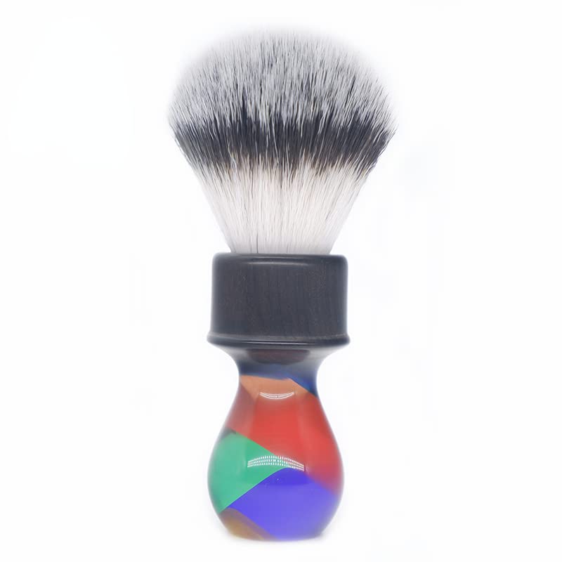 Boti Brush - 3 Color Synthetic Hair Class A Shaving Brush Knot with Rainbow Glaze Handle - Premium Men's Beard & Mustache Grooming Tool for Daily Use - Ideal for Home, Salon & Travel (25mm)