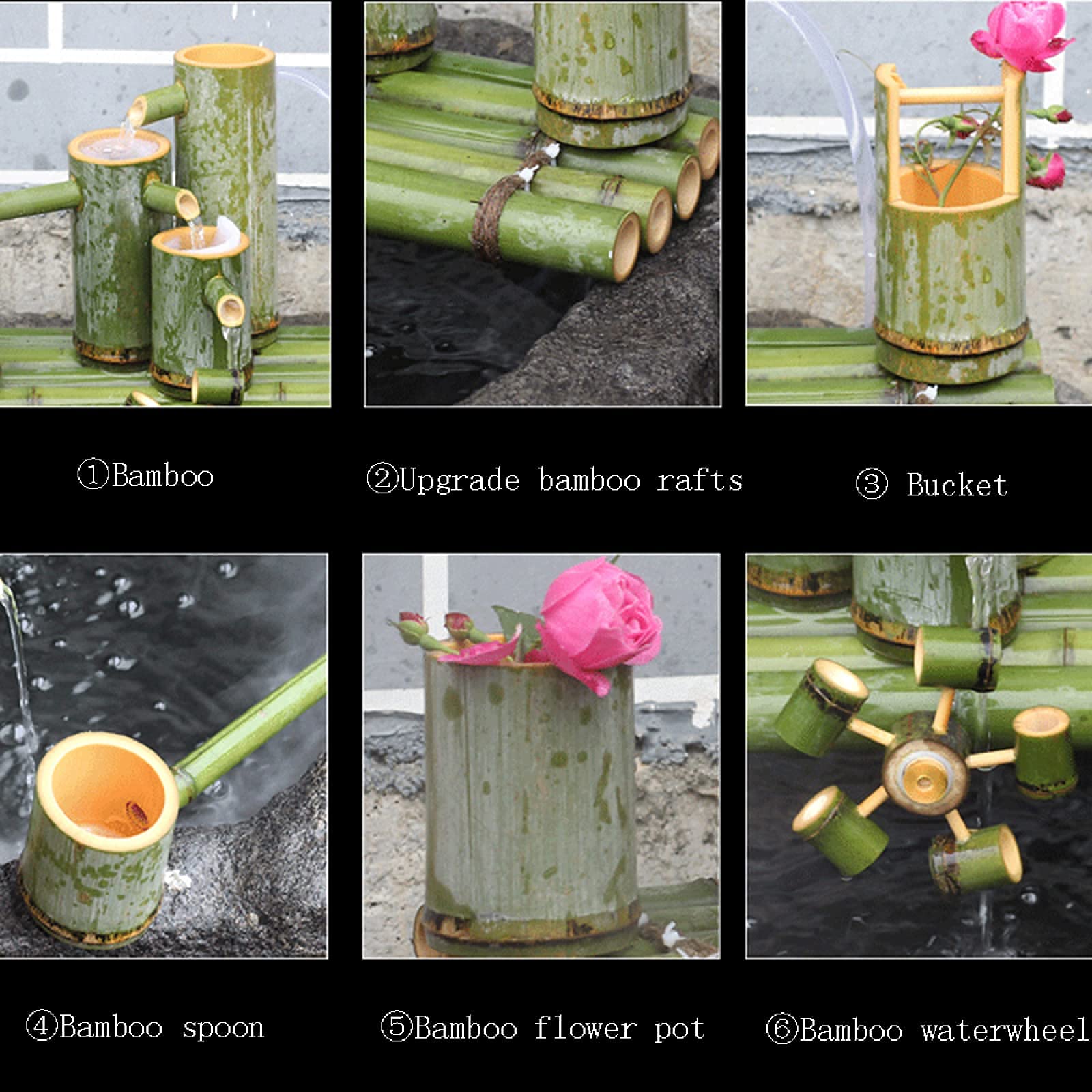 Bamboo Fountain & Bird Bath Water Feature with Pump - Garden Water Circulation System for Outdoor Decor & Relaxation | Perfect for Patio, Yard, and Zen Garden Landscaping