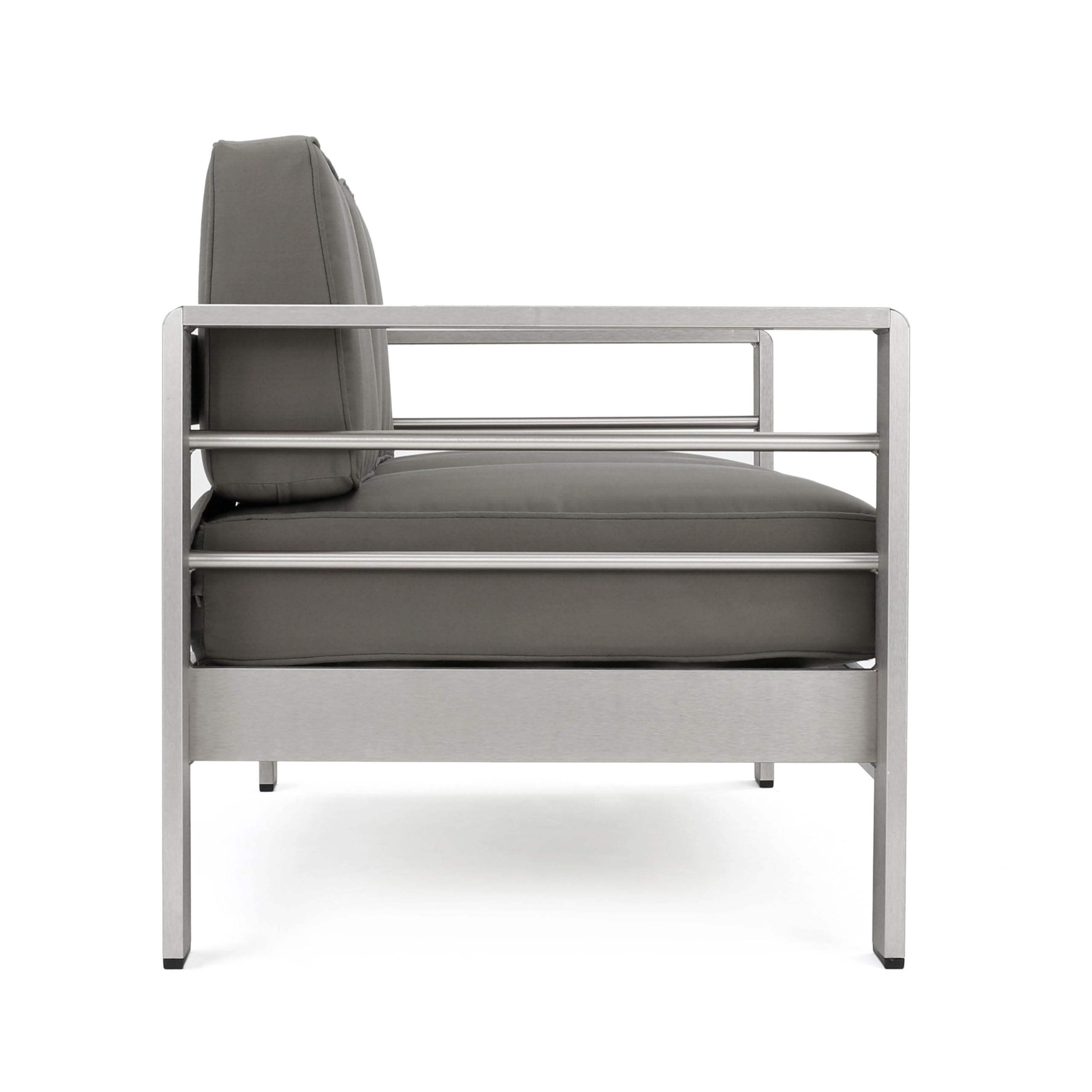 Christopher Knight Home Nicole Outdoor 7-Piece Patio Sofa Set with Coffee Table in Silver & Khaki - Perfect for Backyard, Garden, and Poolside Relaxation