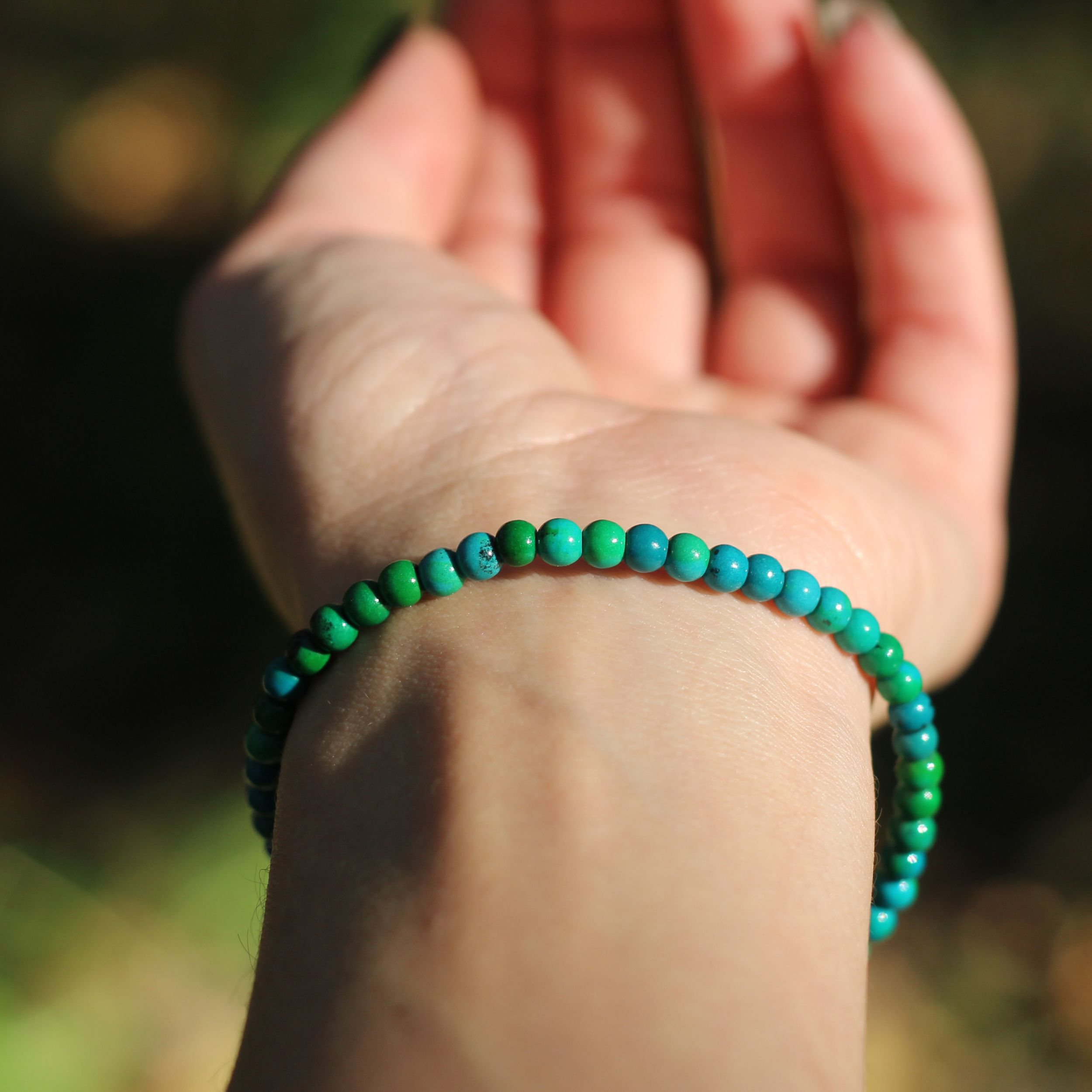 Chrysocolla Stone Bracelet for Women - Mini Adjustable Healing Crystal Jewelry for Meditation, Yoga & Spiritual Balance