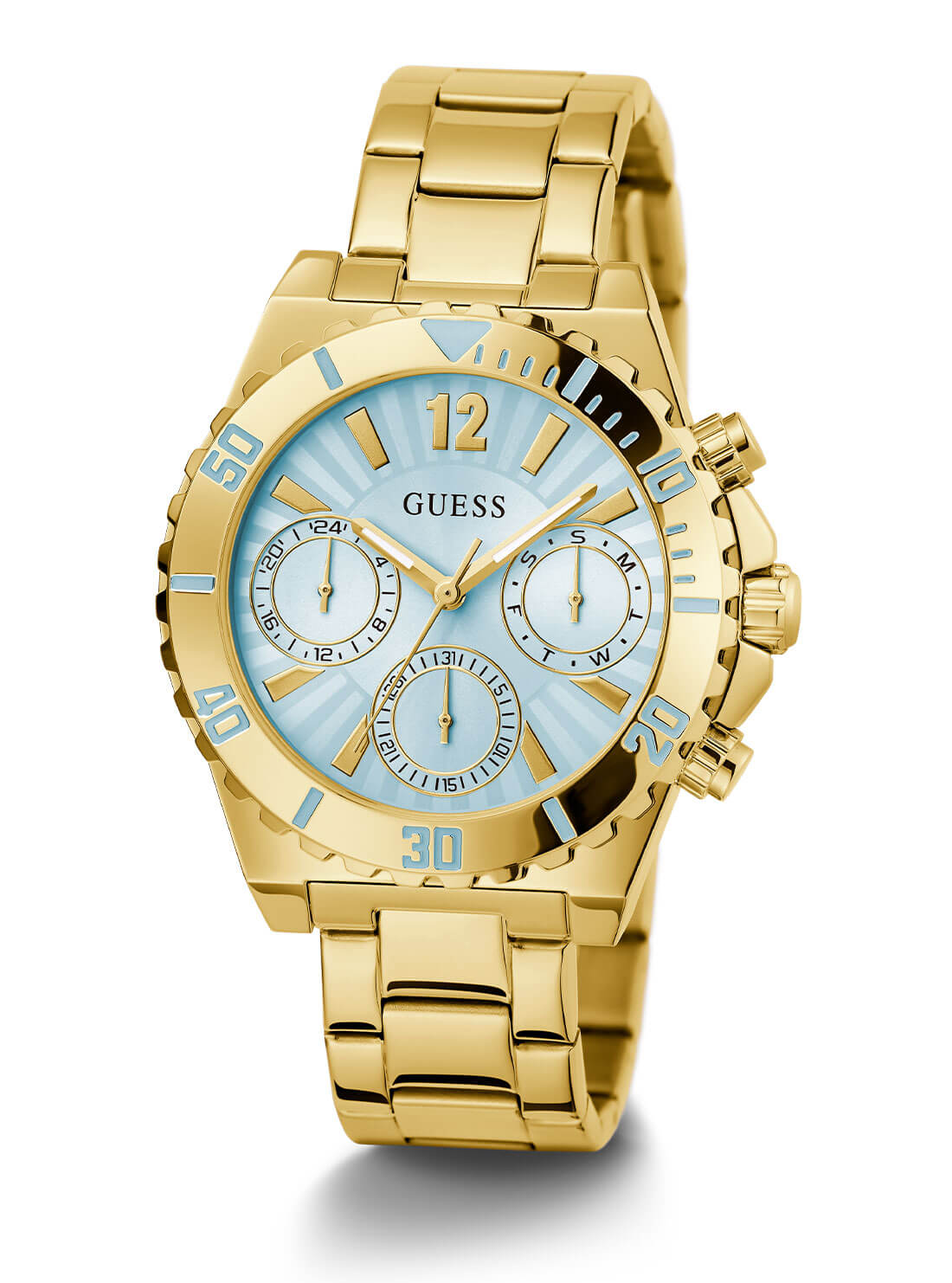 Gold Phoebe Blue Dial Link Watch - Elegant Stainless Steel Women's Wristwatch for Business, Party & Everyday Wear