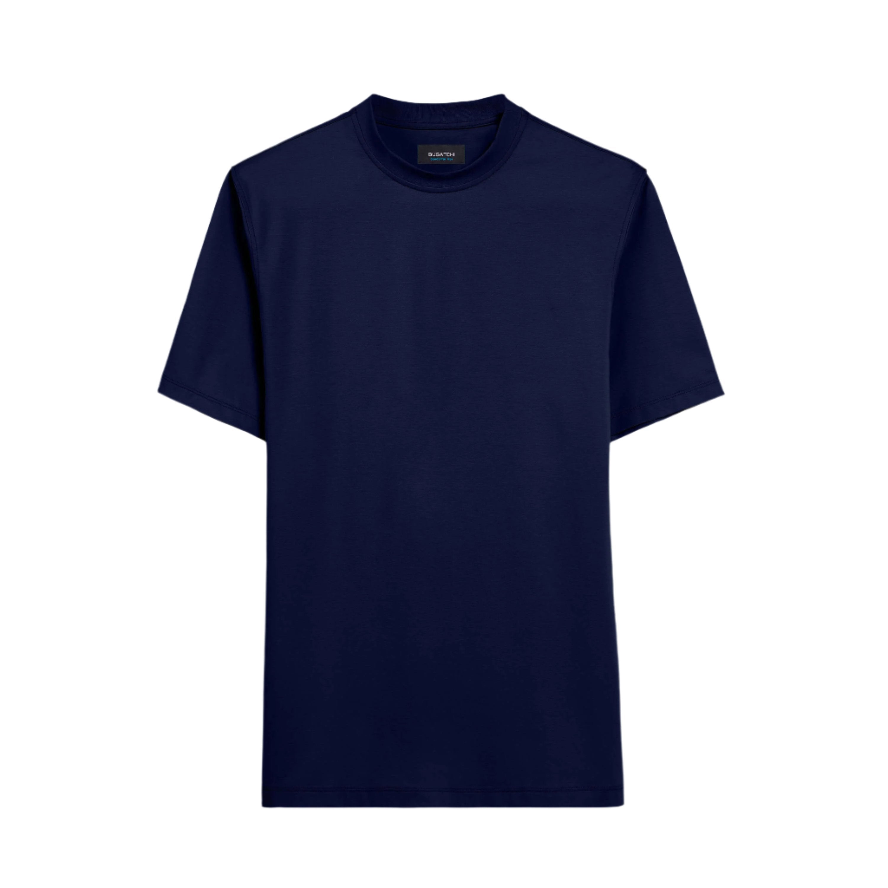 Bugatchi Ooohcotton Tech T-Shirt for Men - Soft Breathable Cotton Comfort Fit Crew Neck Short Sleeve Tee - Navy Blue Casual Shirt for Everyday Wear, Gym & Outdoor Activities
