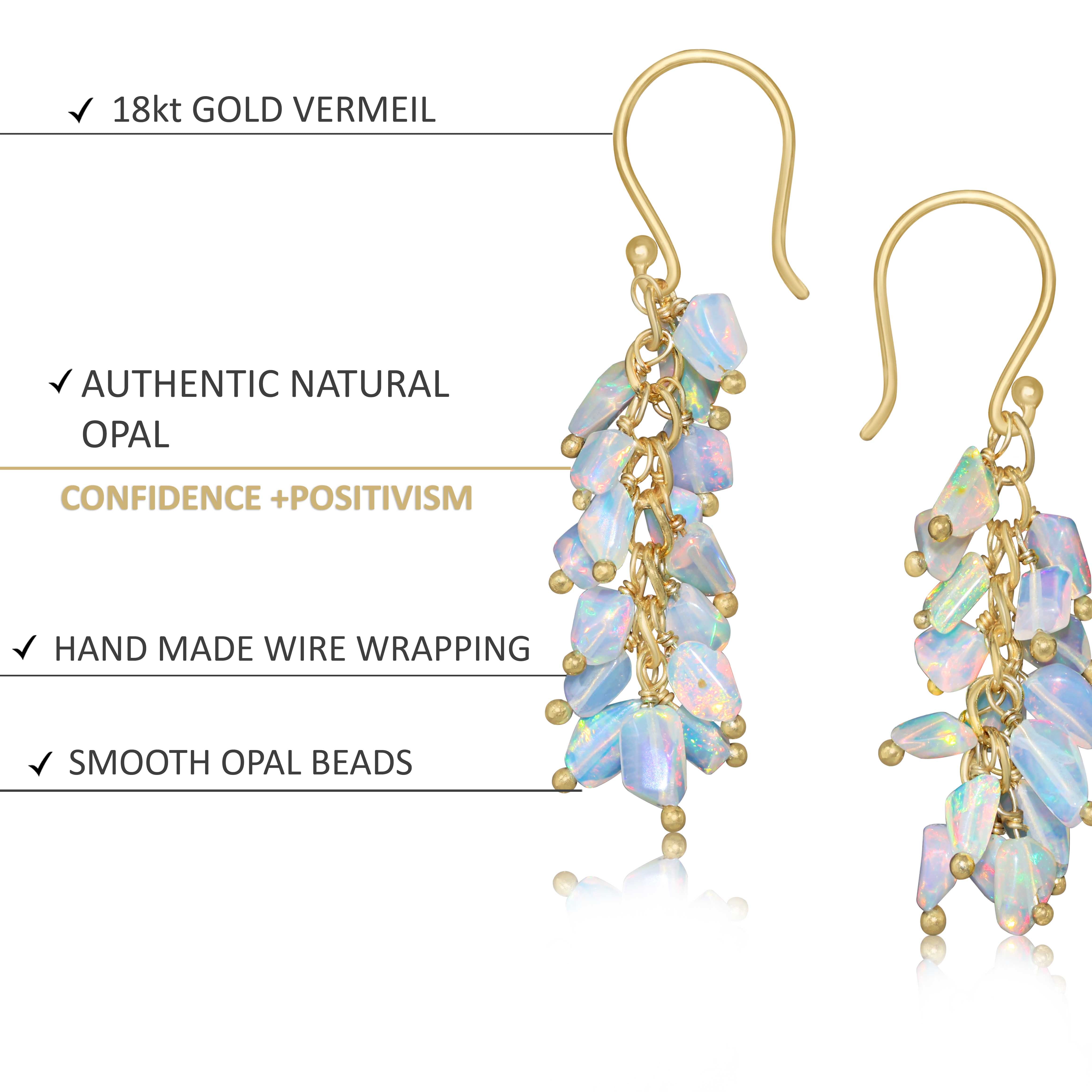 Natural White Opal Tumble Shape Beaded Cluster Earrings for Women | Handmade Boho Chic Jewelry | Perfect for Weddings, Parties & Everyday Wear