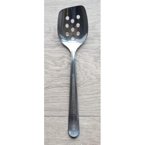 Blunt End Perforated Spoon - Small Stainless Steel Slotted Spoon for Cooking, Baking, and Serving - Perfect for Draining Pasta, Frying, and Salad Making