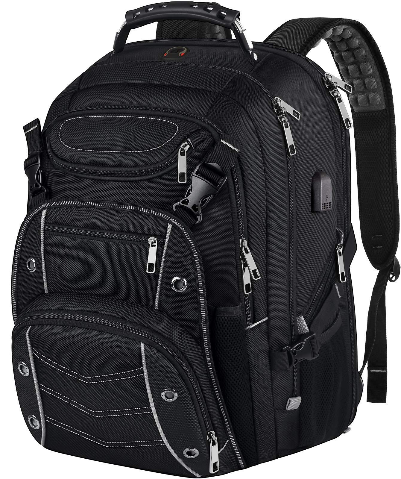 VECKUSON 18.4 Inch Large Laptop Backpack for Men & Women - 60L Extra Capacity USB Charging Port, TSA Approved Travel Backpack with RFID Anti-Theft Pocket - Durable Grey Computer Bag (21.3x15.7x11.8 Inch) for Work, School, Gaming & Air Travel