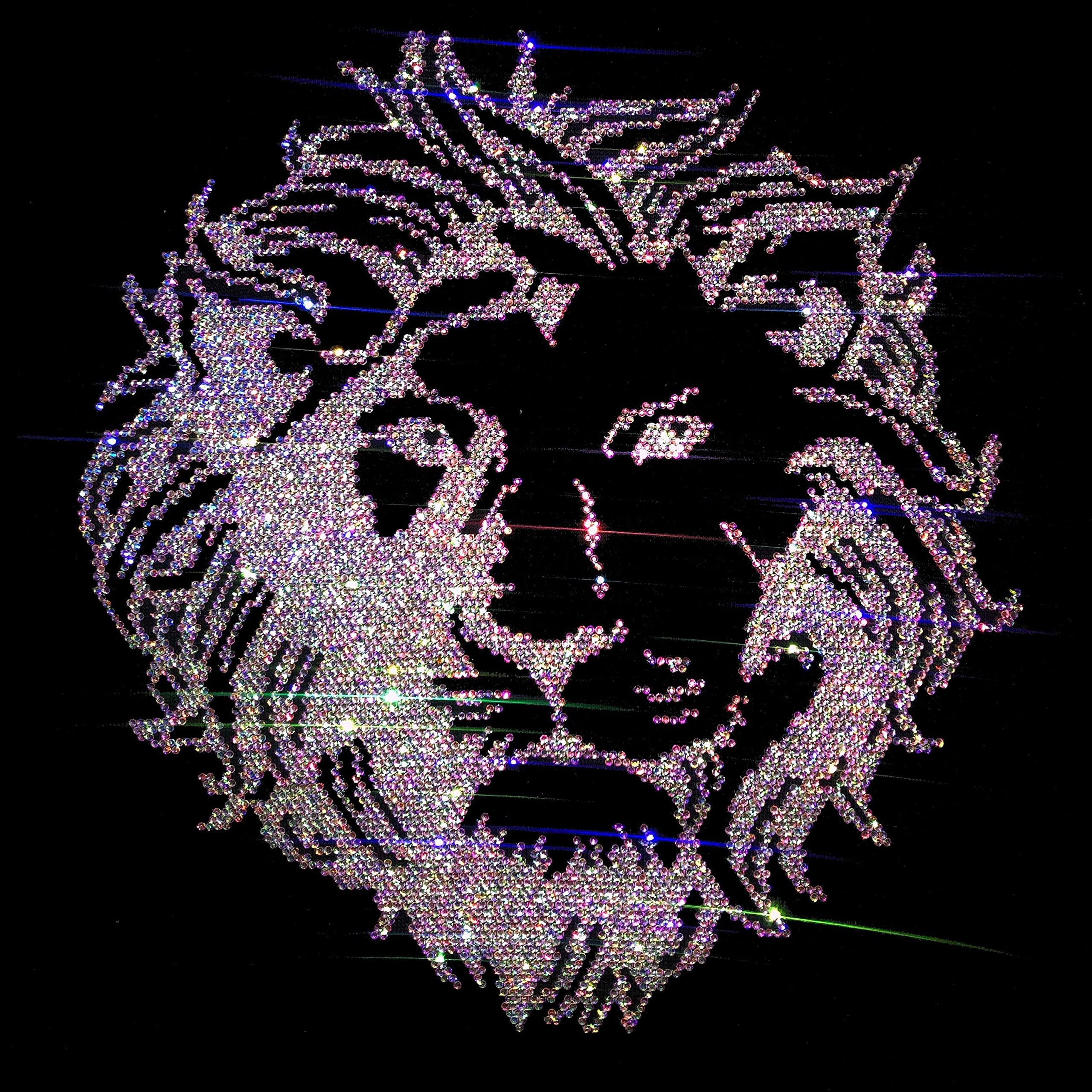 Rhinestop AB Crystal Lion Iron-on Rhinestone Patch - DIY Clothing Decoration for Jackets, Hats, Bags & Costumes