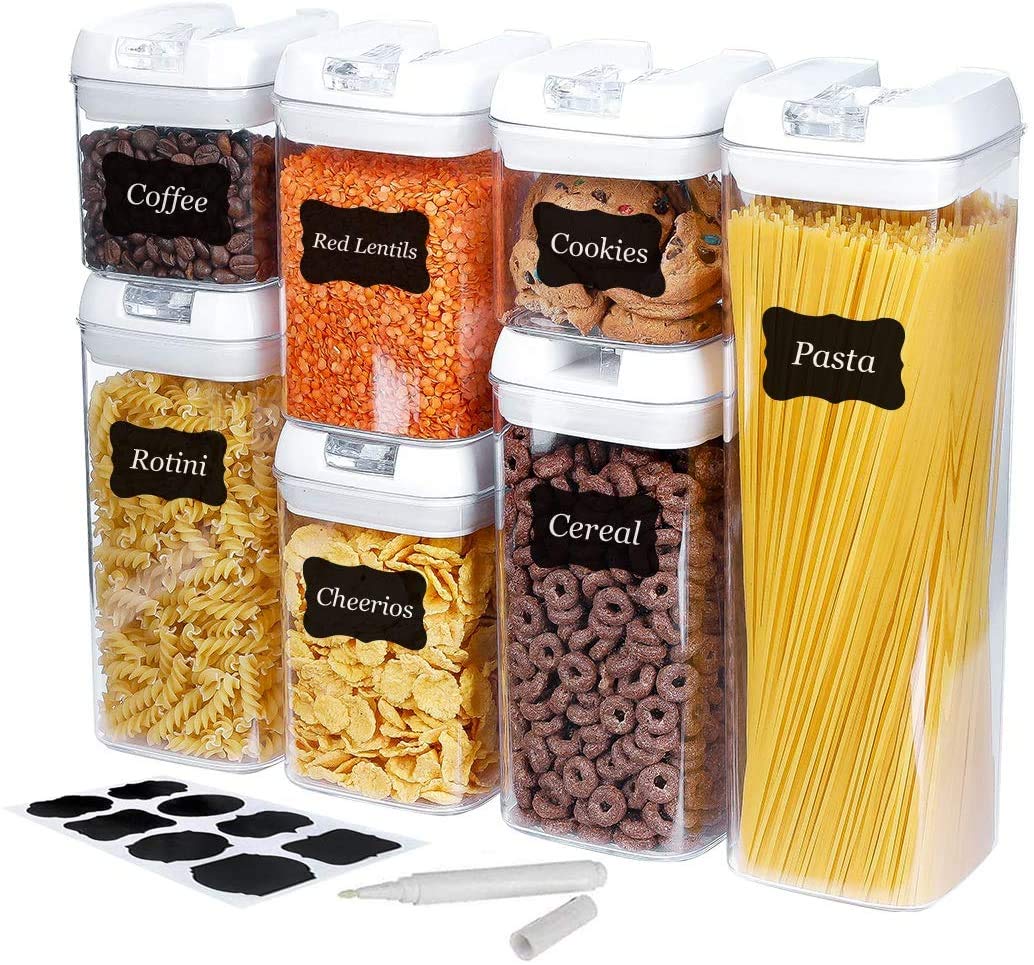 7-Piece Airtight Food Storage Containers Set - BPA Free Plastic for Kitchen Pantry Organization